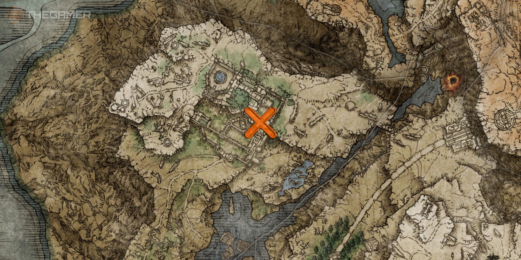 Mapa mostrando la ubicación del Conjuro Punzador Carian en Elden Ring