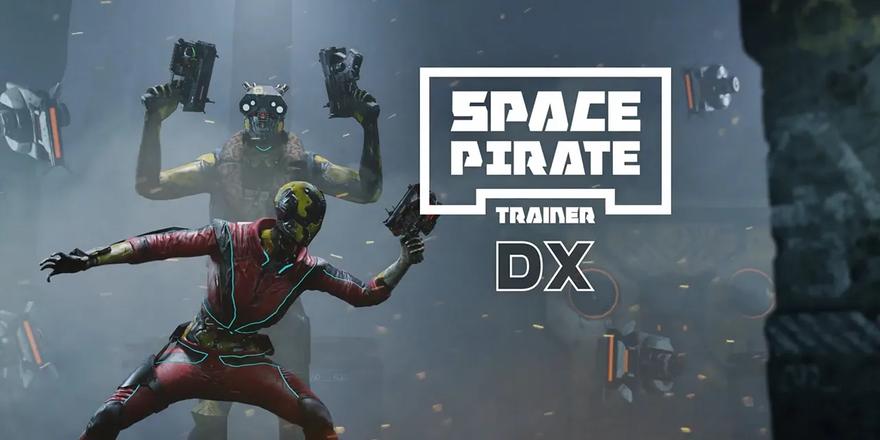 Space Pirate Trainerのロゴとゲームプレイ