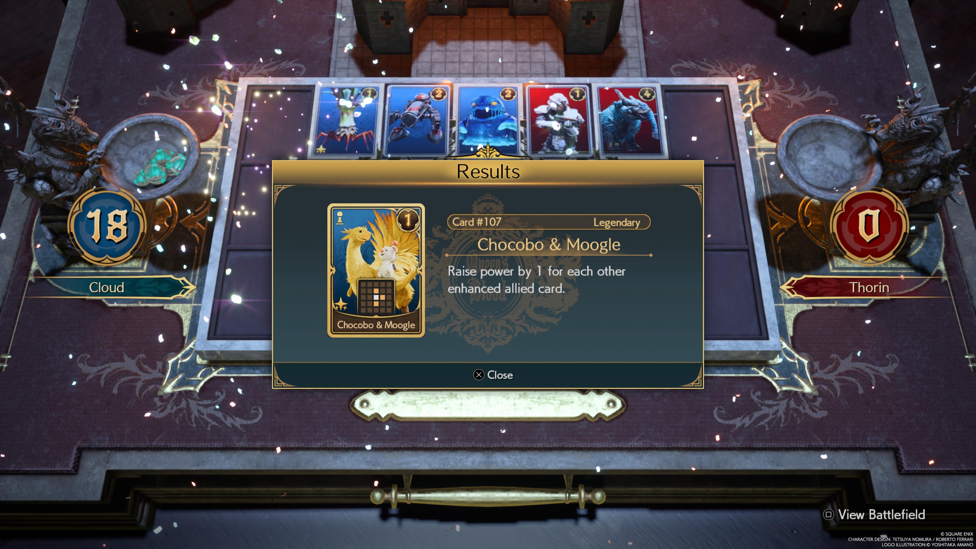 Chocobo and Moogle card as seen on the Queen’s Blood board in FF7 Rebirth