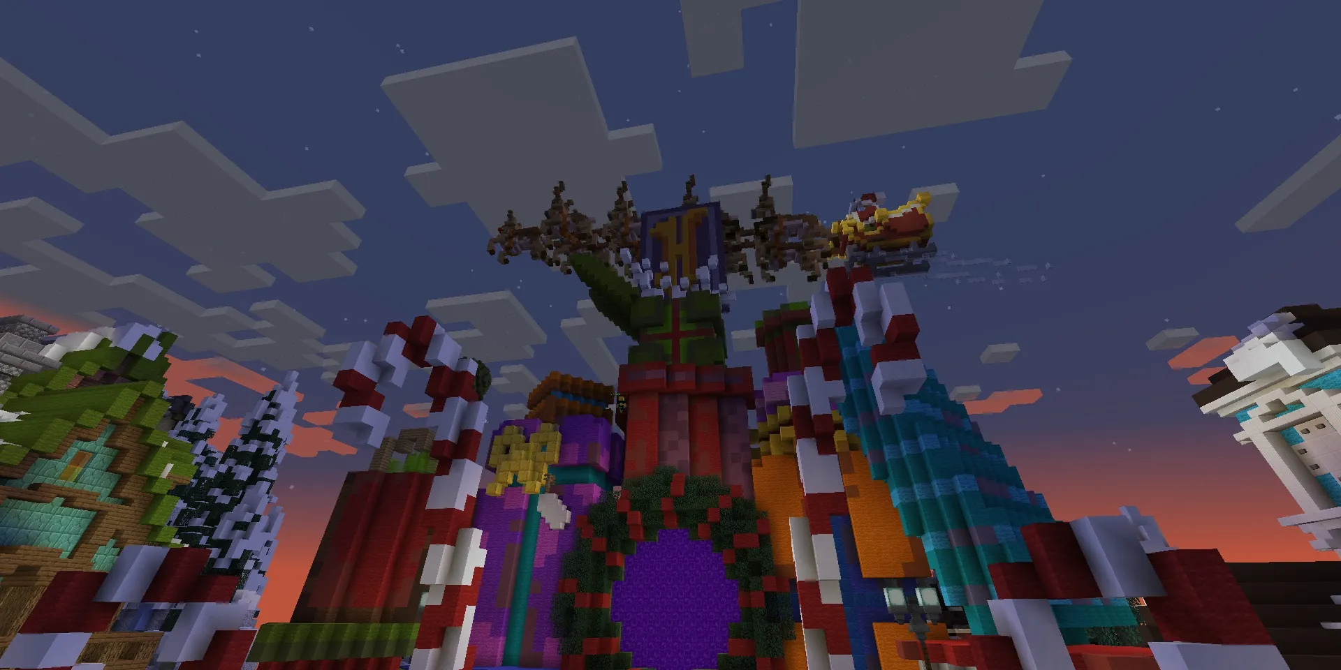 Logo della lobby del server Hypixel per le festività in Minecraft
