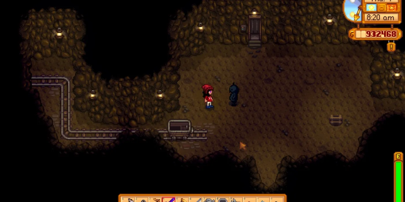 Stardew Valley Shadow Brute in the Mines about to attack player