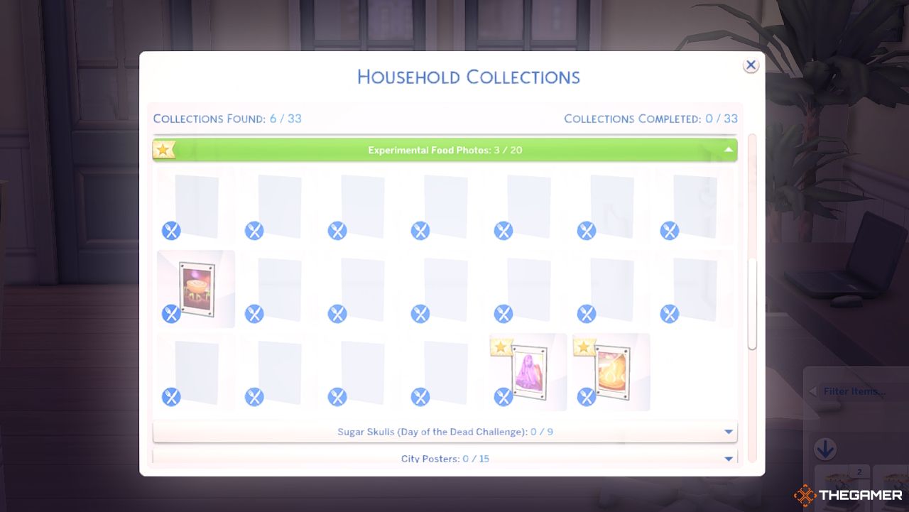 Une collection de foyers Sim avec des photos de plats expérimentaux