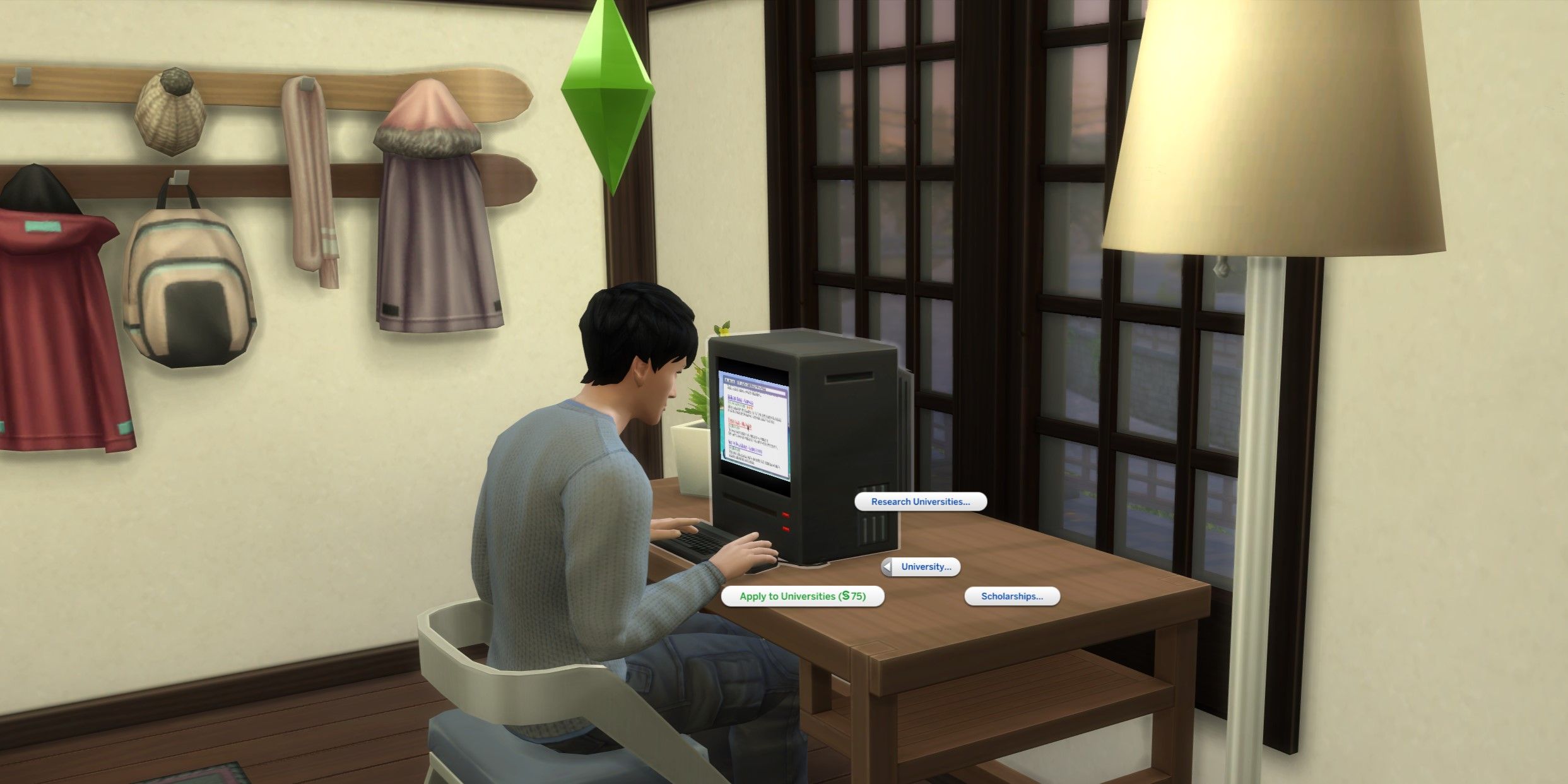 Los Sims 4: Un Sim solicitando ingresar a la universidad