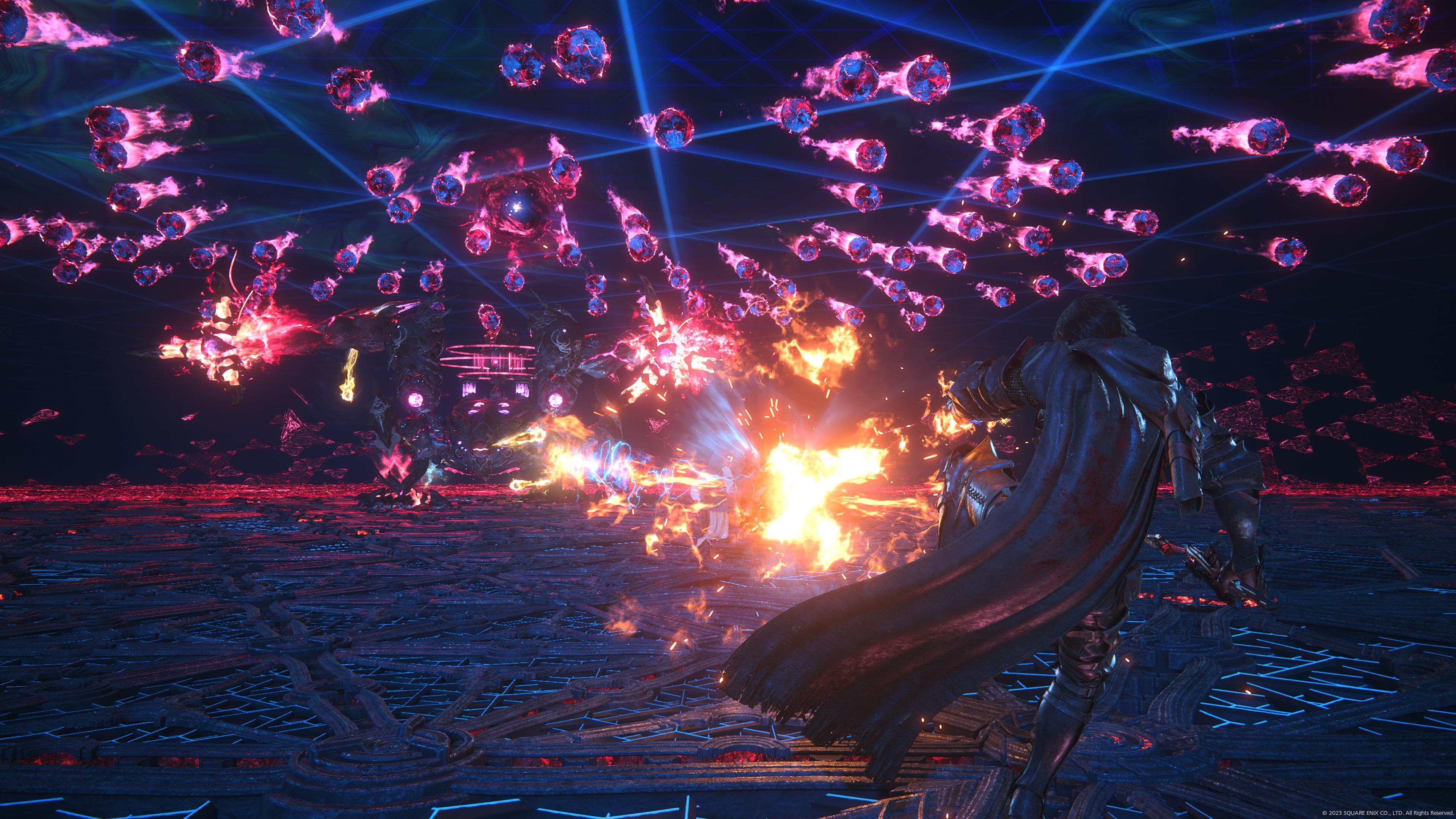 Клайв против пули ада от механического босса в DLC Final Fantasy 16