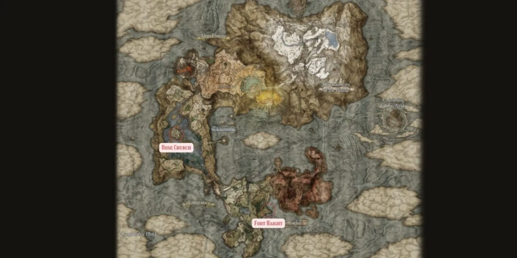 Церковь Роз и форт Хейт в игре Elden Ring (местоположение на карте)