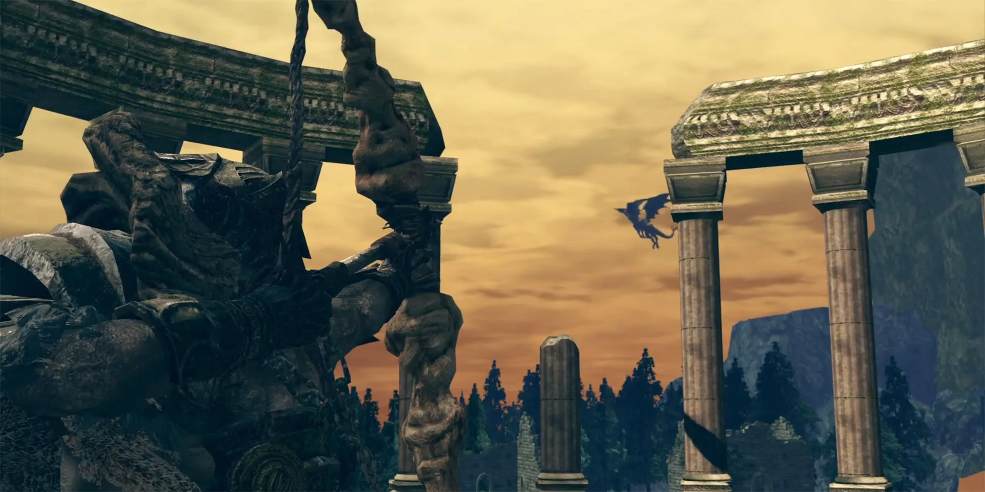 Dark Souls Remastered - Hawkeye Gough Vise avec son arc pour abattre Kalameet