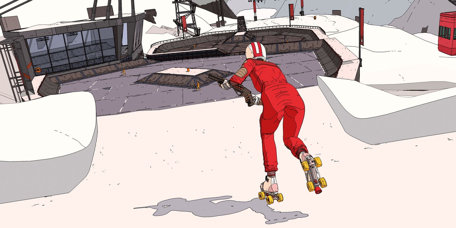 ローラードローム - 雪のアリーナでのダウンヒルスケート