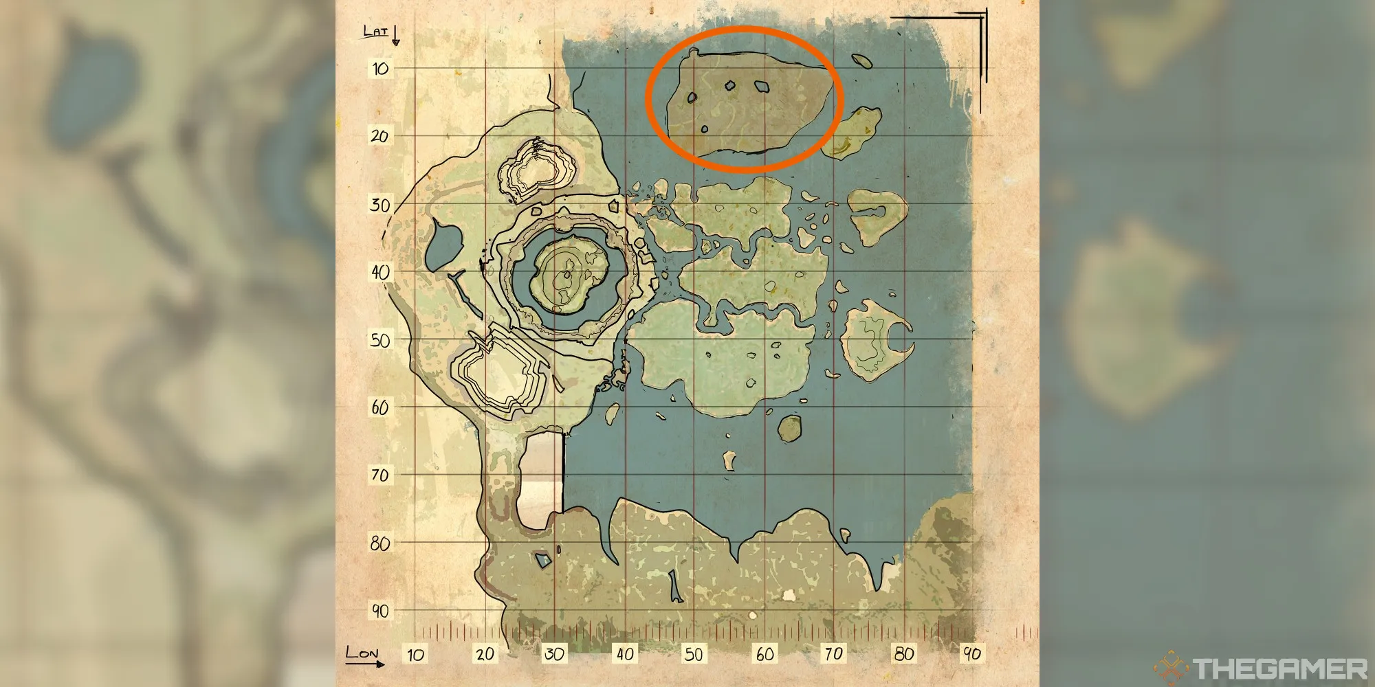 расположение обычных мест силикатных жемчужин в Ark Survival Evolved на карте Центра