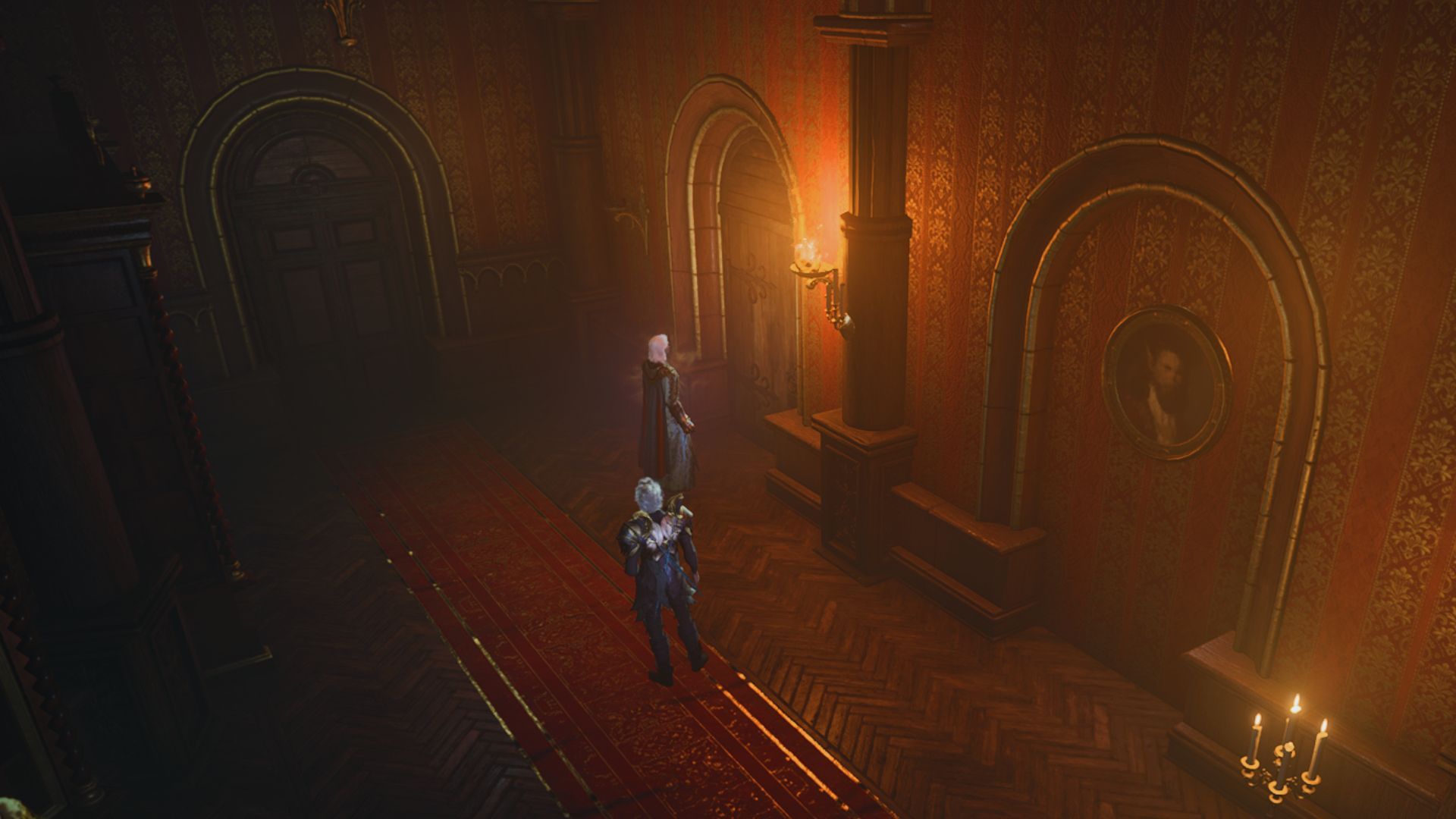 Baldur’s Gate 3 - группа стоит перед секретной дверью во дворце Cazador