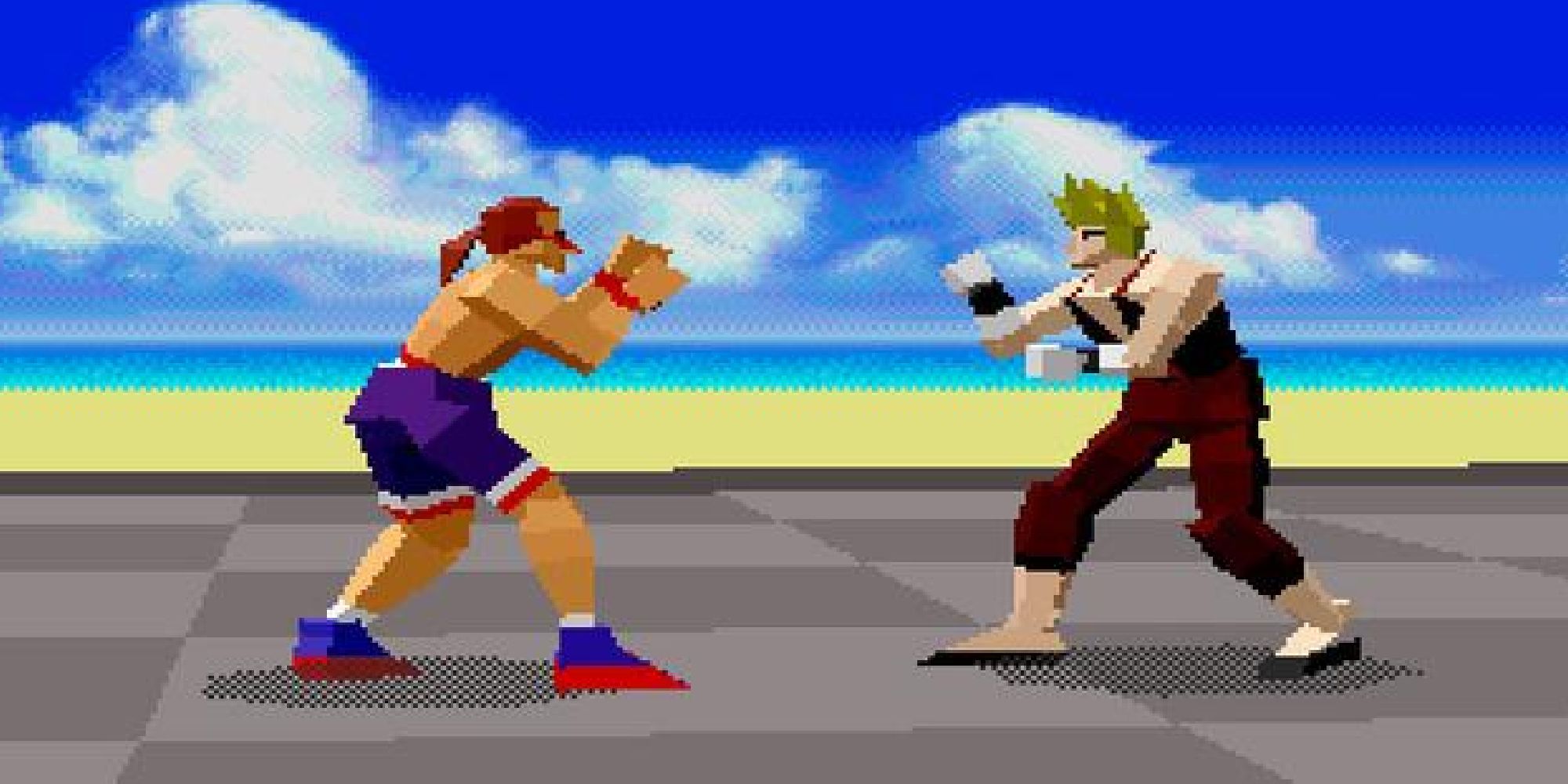 Deux combattants se faisant face dans Virtua Fighter