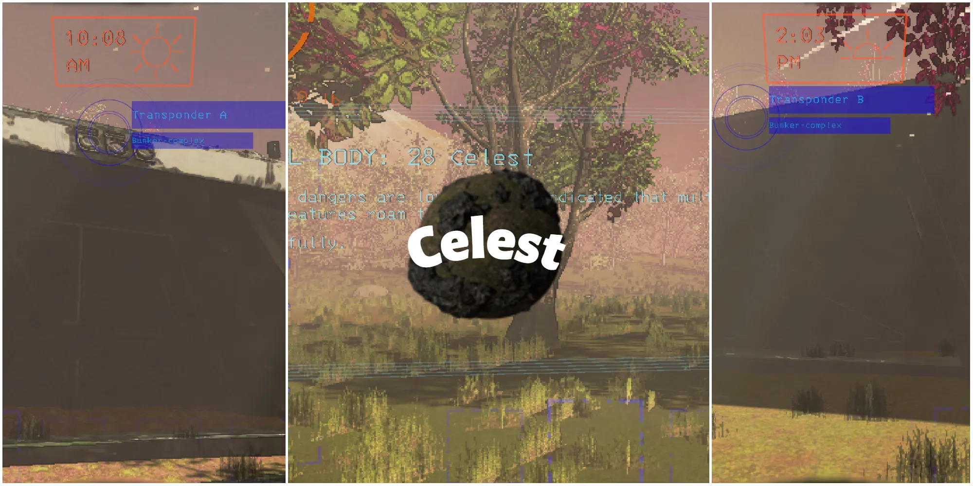 来自名为Celest的modded月球的屏幕截图，其中包含一个废弃的掩体和一片田野