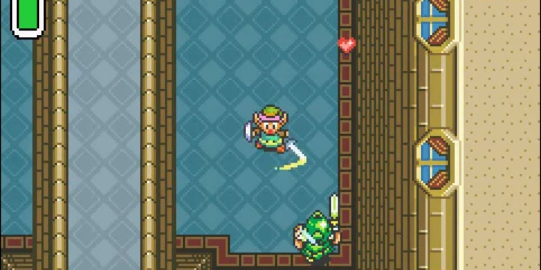 Link che colpisce un cavaliere con la spada in Link To The Past per GBA