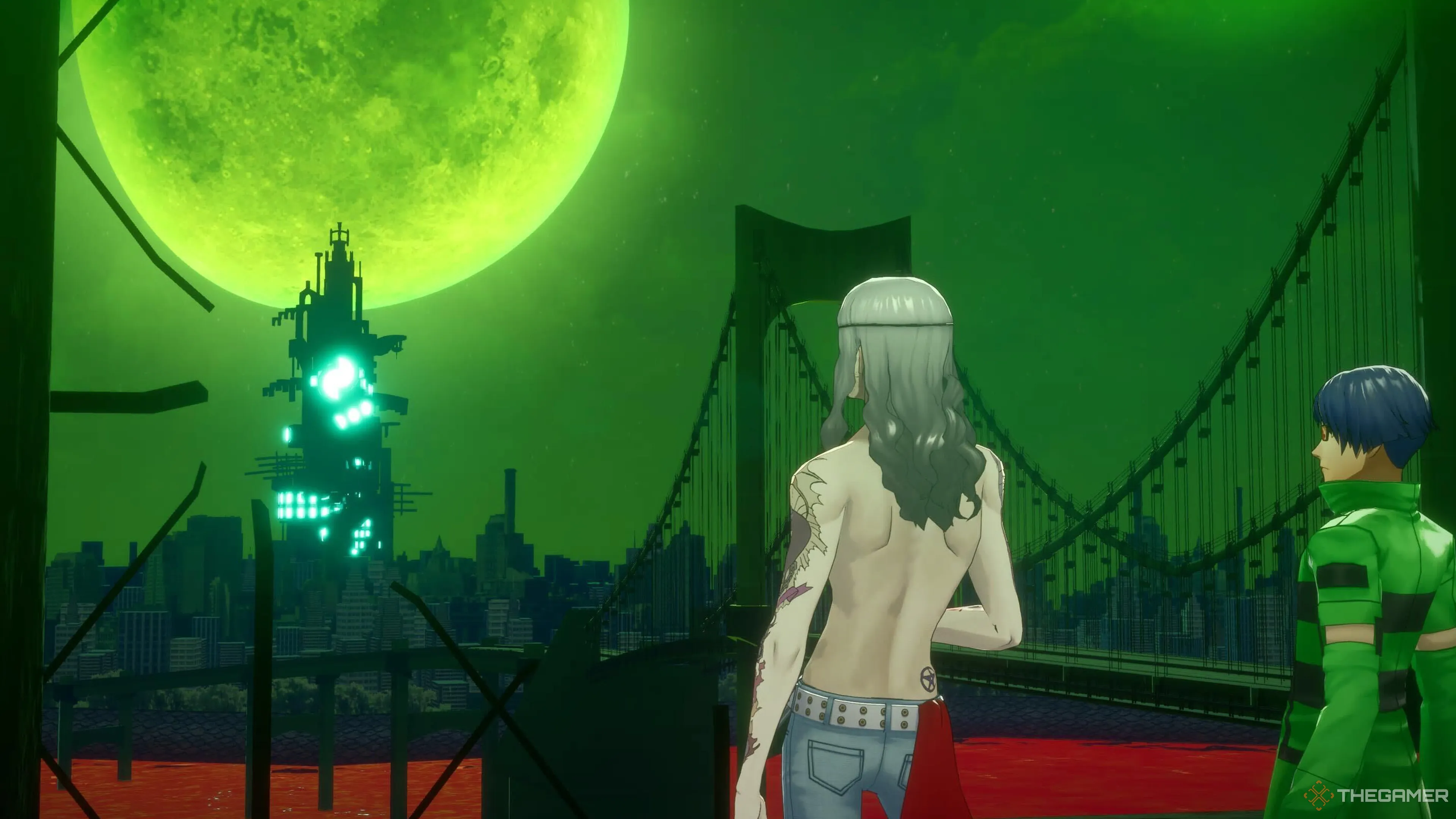 Persona 3 Reload 진과 다카야가 달을 바라보고 있는 모습