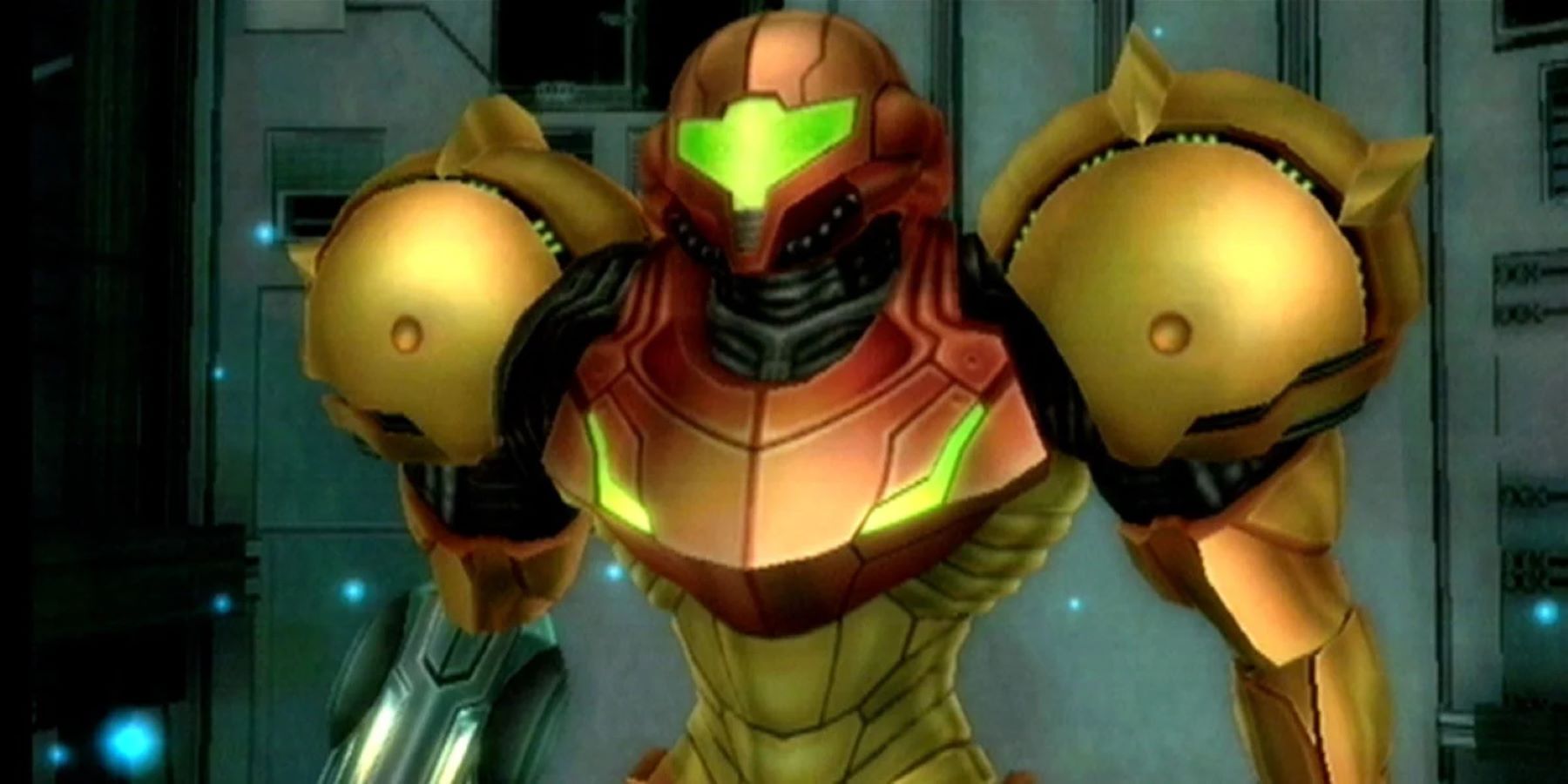Samus Aran em uma cena de Metroid Prime