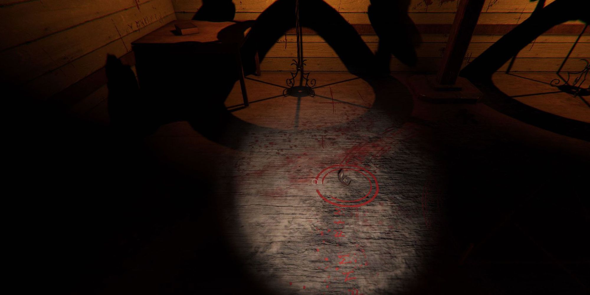 Image depicts a music box in a small red circle in the Chapel of Sunny Meadows in Phasmophobia.