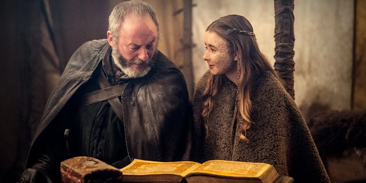 Shireen Baratheon con Davos Seaworth (al posto di Patchface)