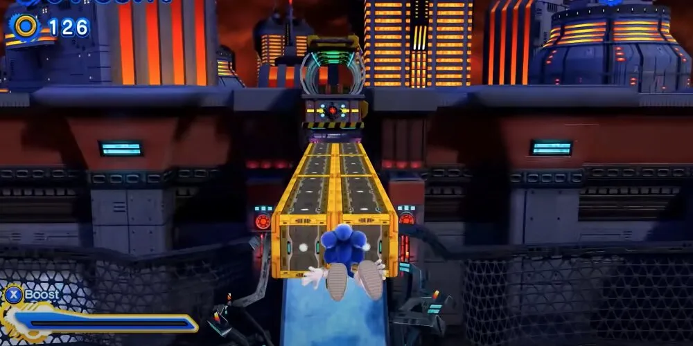 Sonic running through Chemical Plant Zone