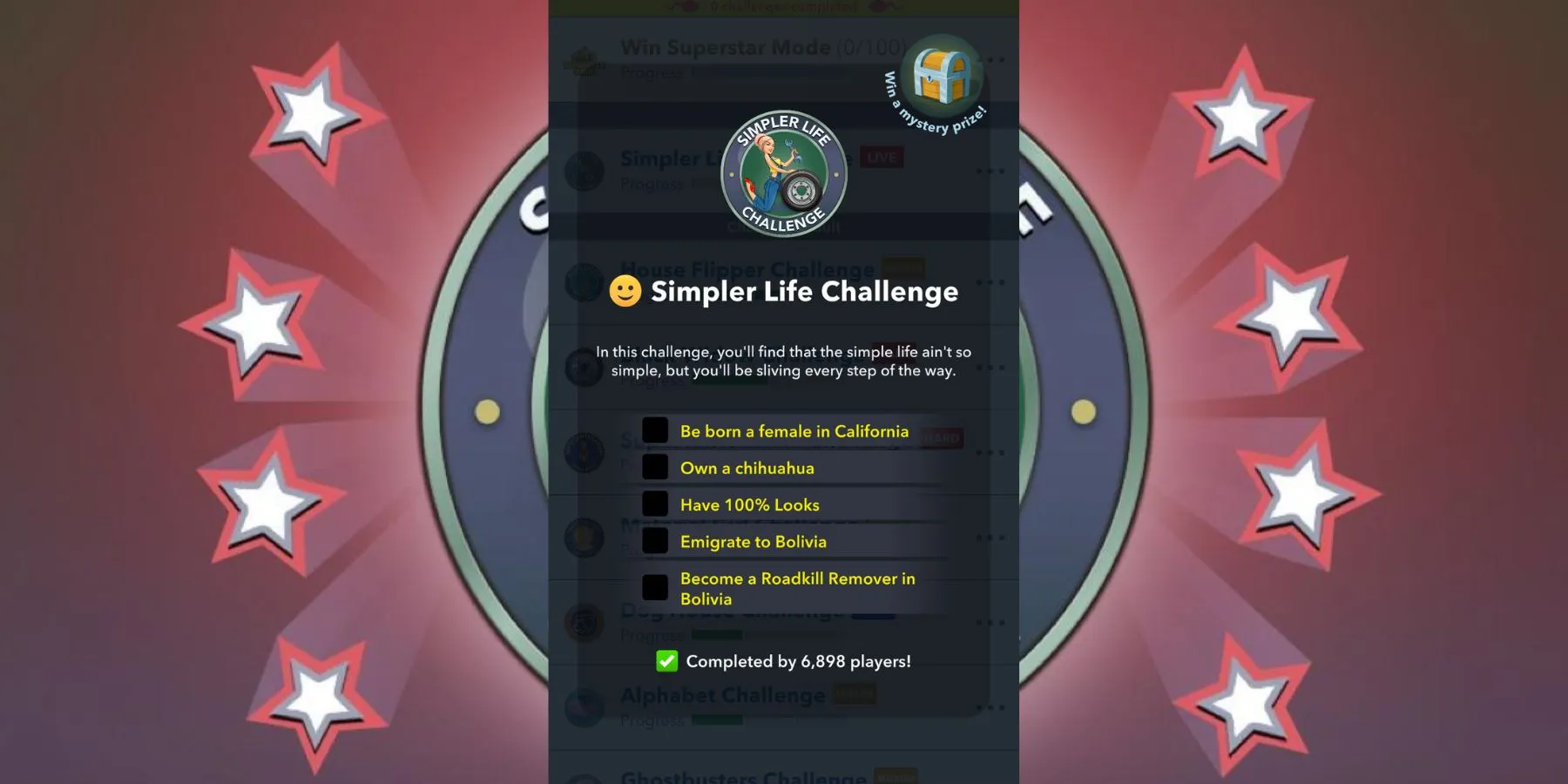the simpler life challenge bitlife