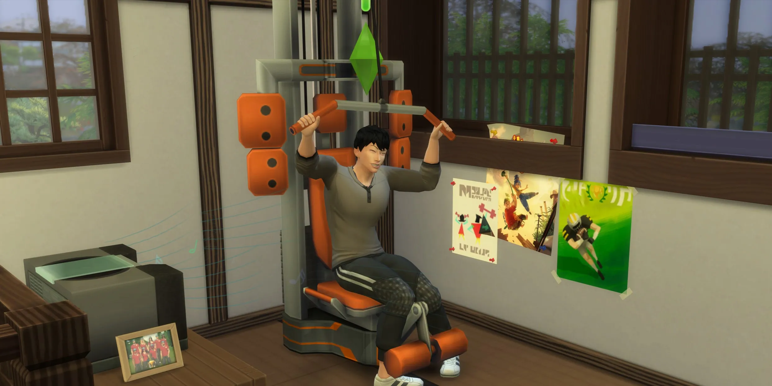 The Sims 4: シムがエクササイズマシンを使っている画像