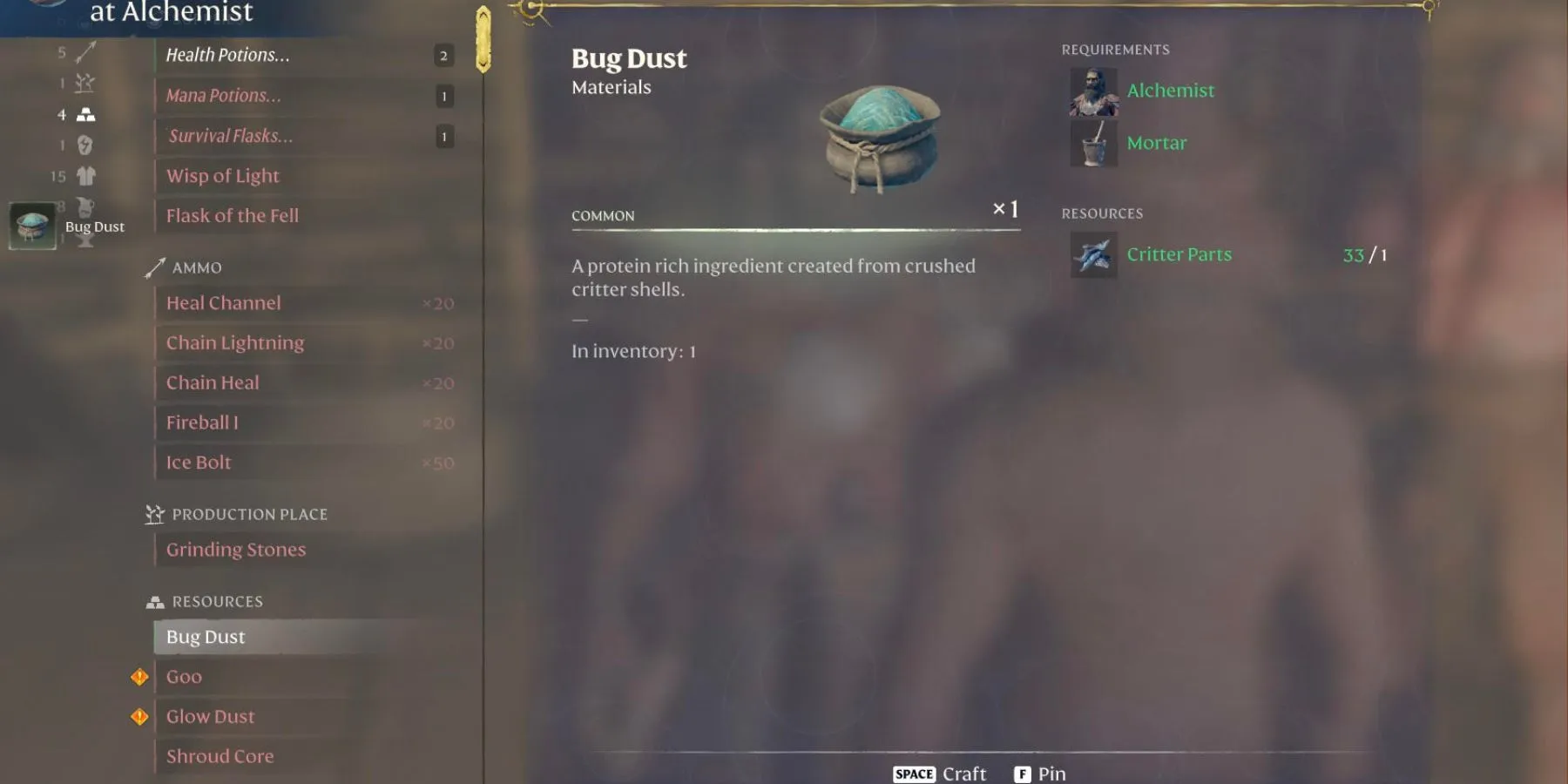 bug dust recipe enshrouded