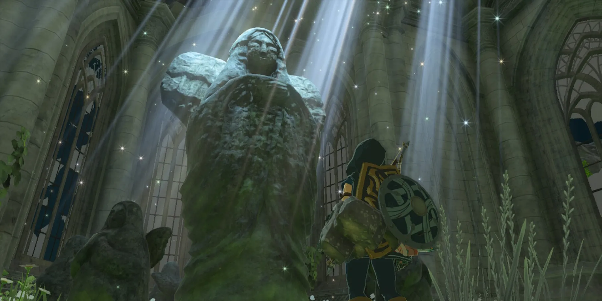 Линк приближается к статуе богини в Храме Времени