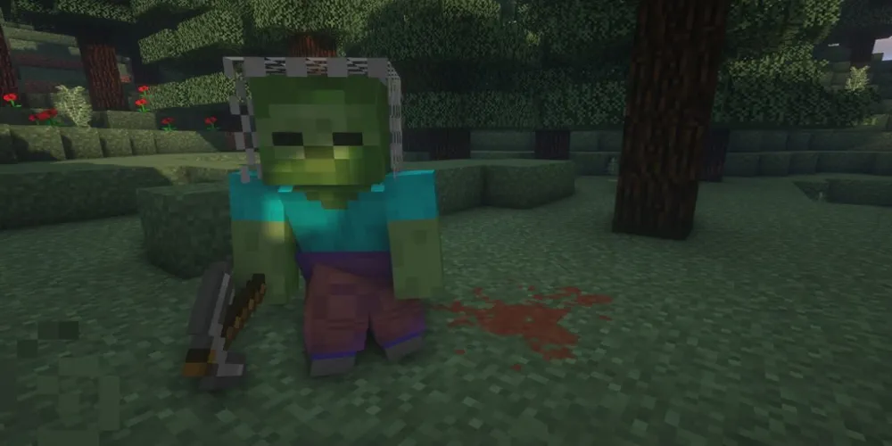 Зомби, следующий за кровью игрока в Minecraft Mod