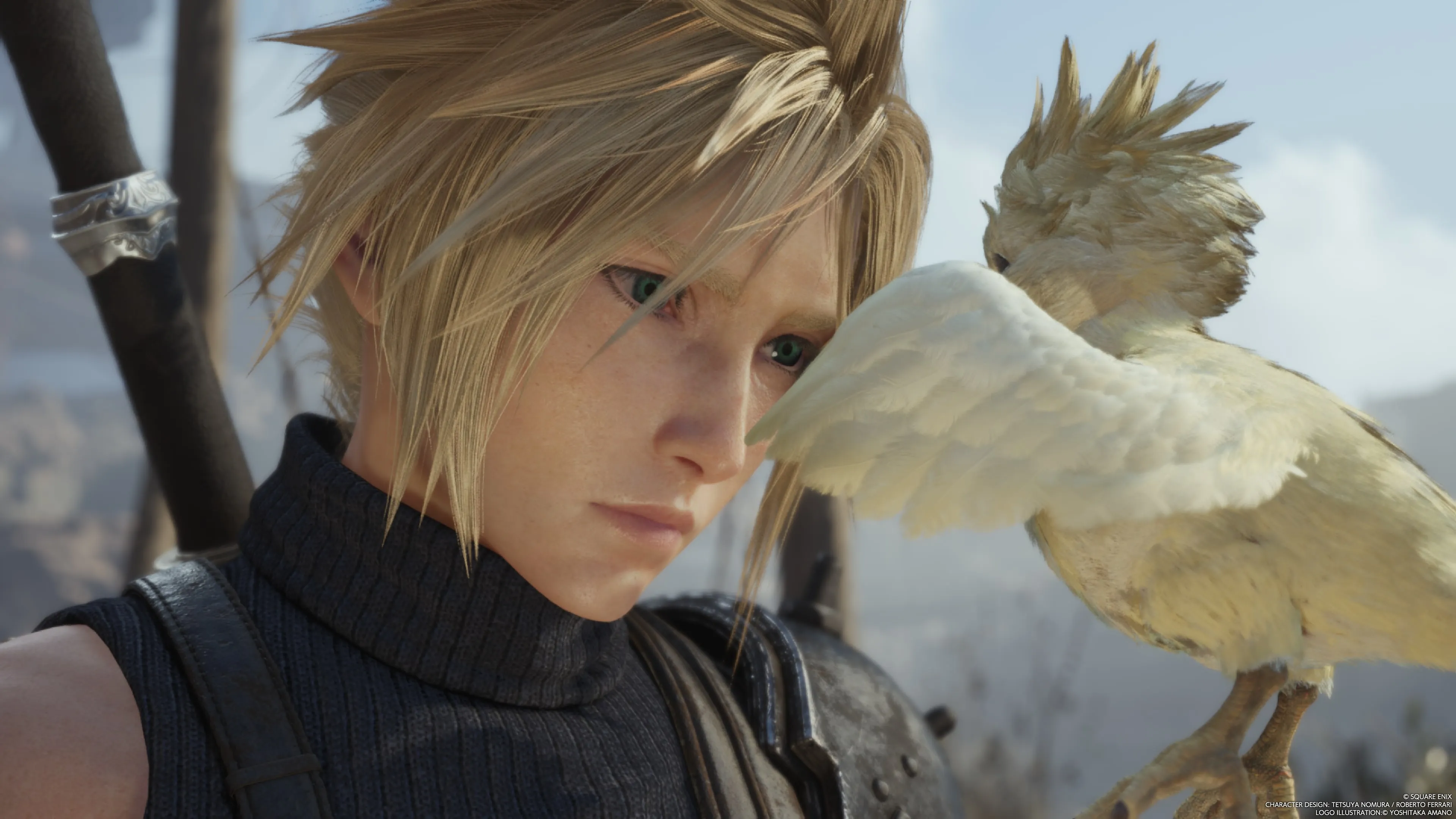 FINAL FANTASY VII REBIRTH Cloud With Spiky Haired Bird