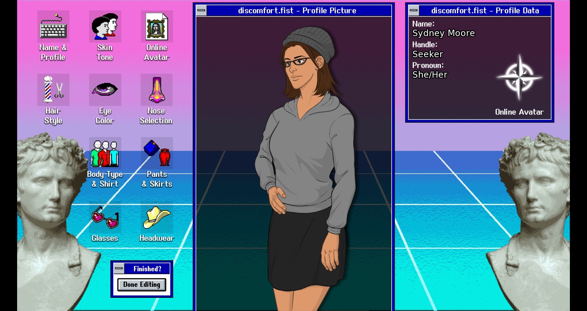 《街机精灵：新挑战者》角色创建者显示90年代的Windows风格