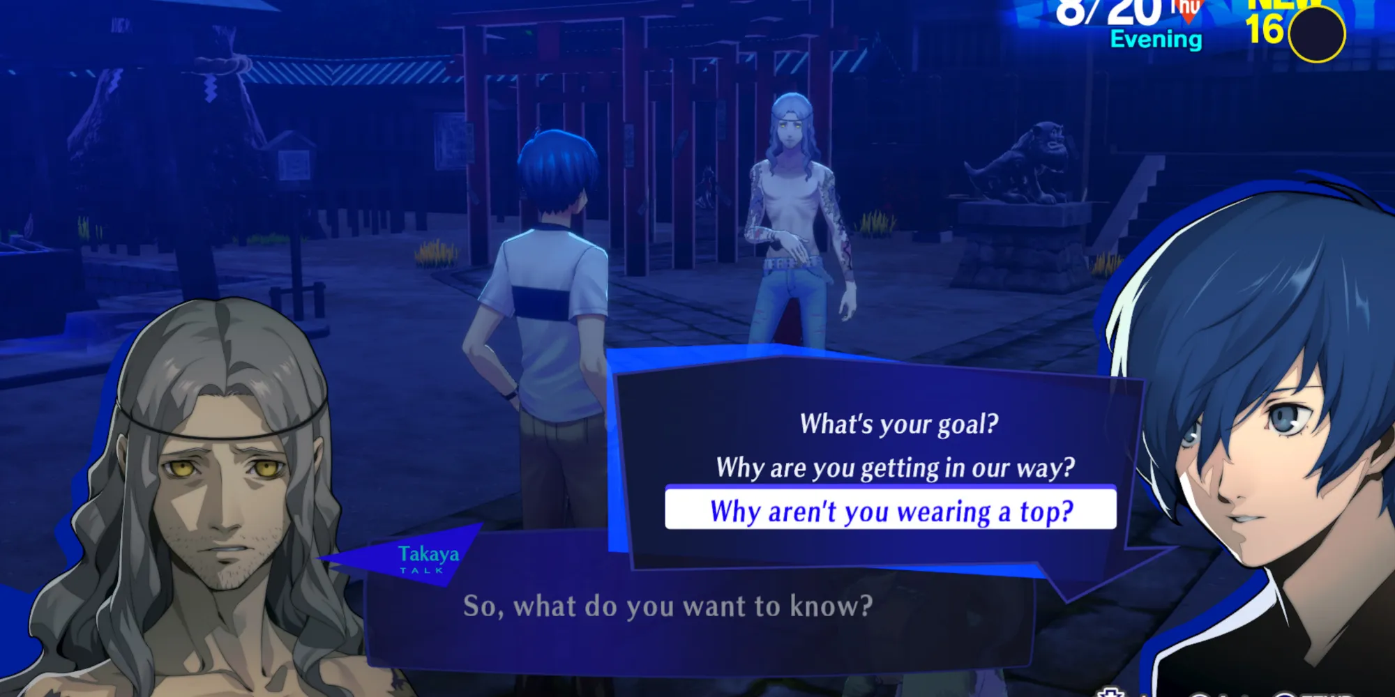Discussion avec Takaya dans Persona 3 Reload
