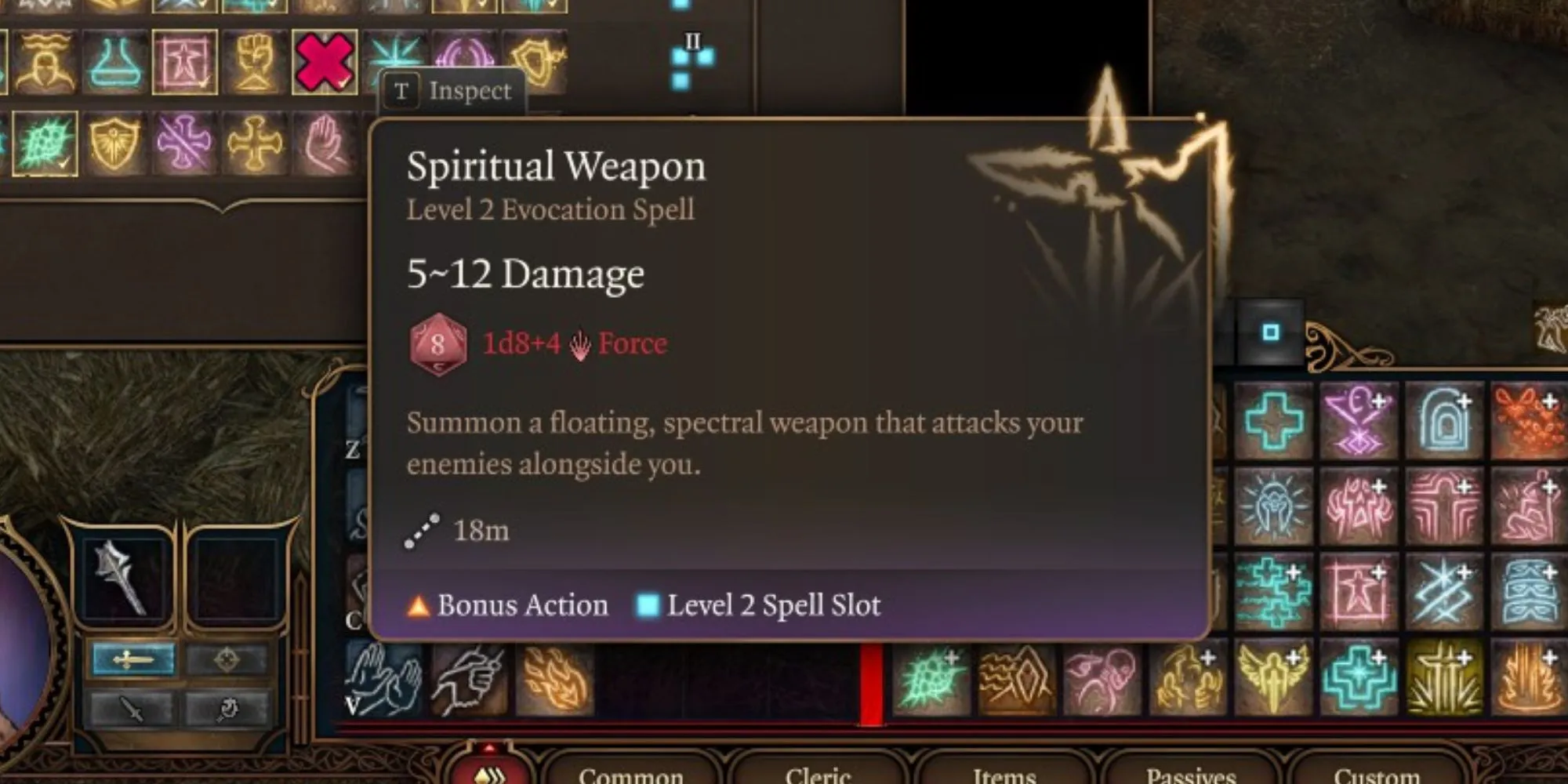 Incantesimo Spiritual Weapon in Baldur's Gate 3