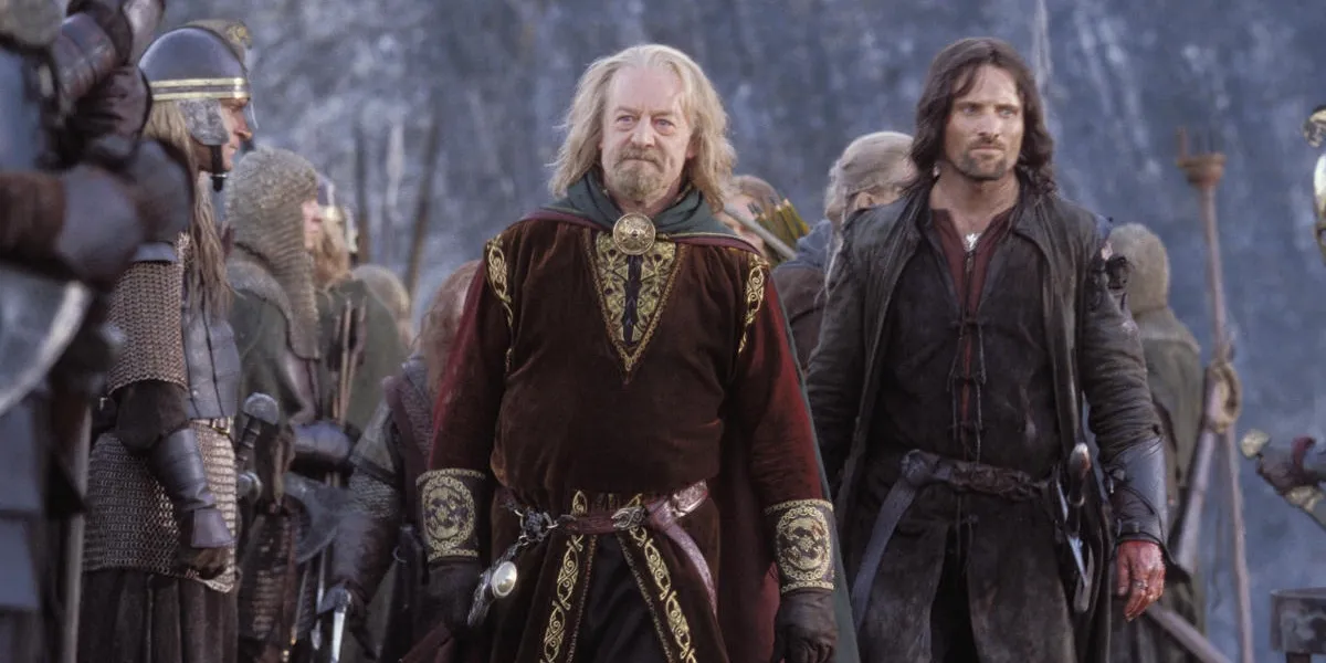 Theoden y Aragorn en El Señor de los Anillos: Las Dos Torres