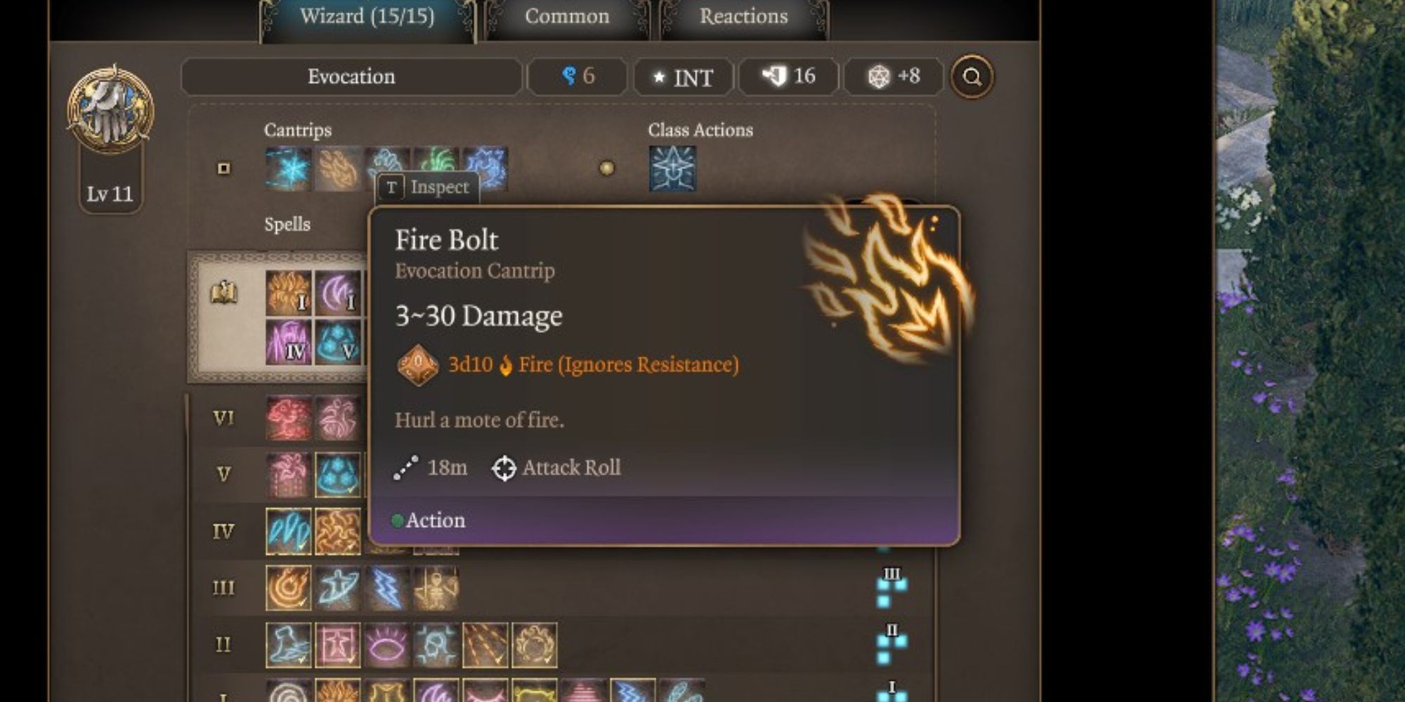 The Fire Bolt cantrip in Baldur’s Gate 3
