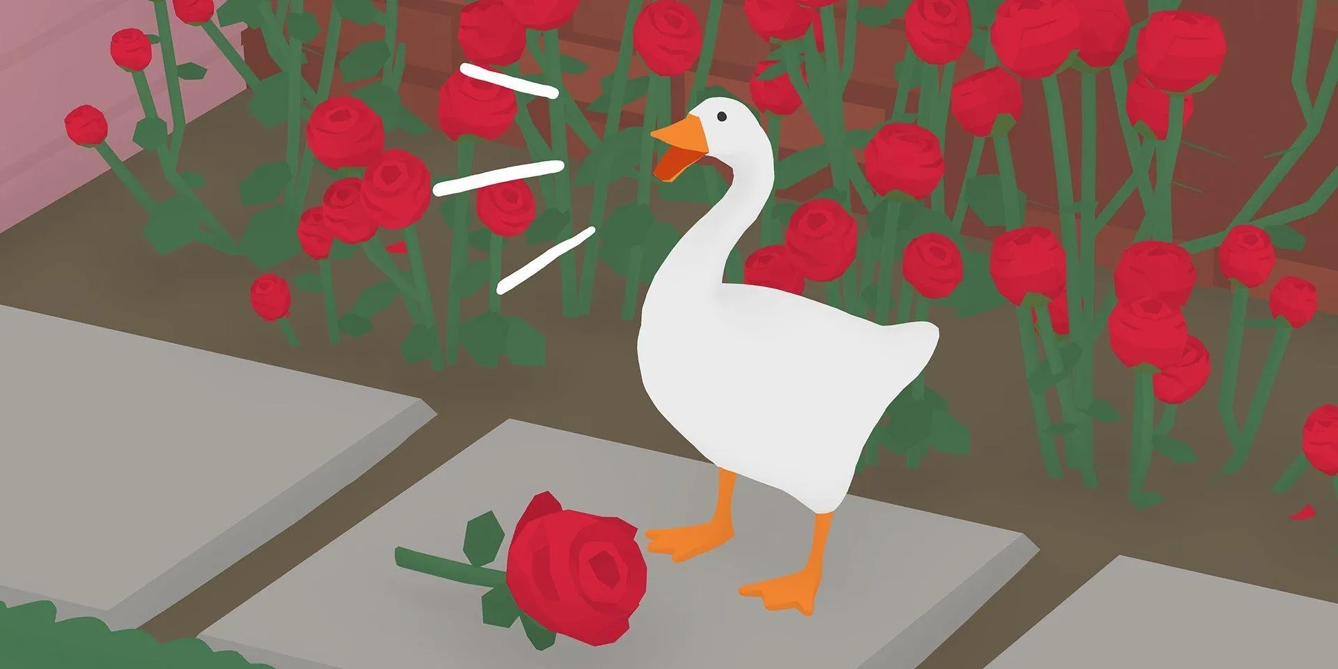 L'oca con una rosa in Untitled Goose Game
