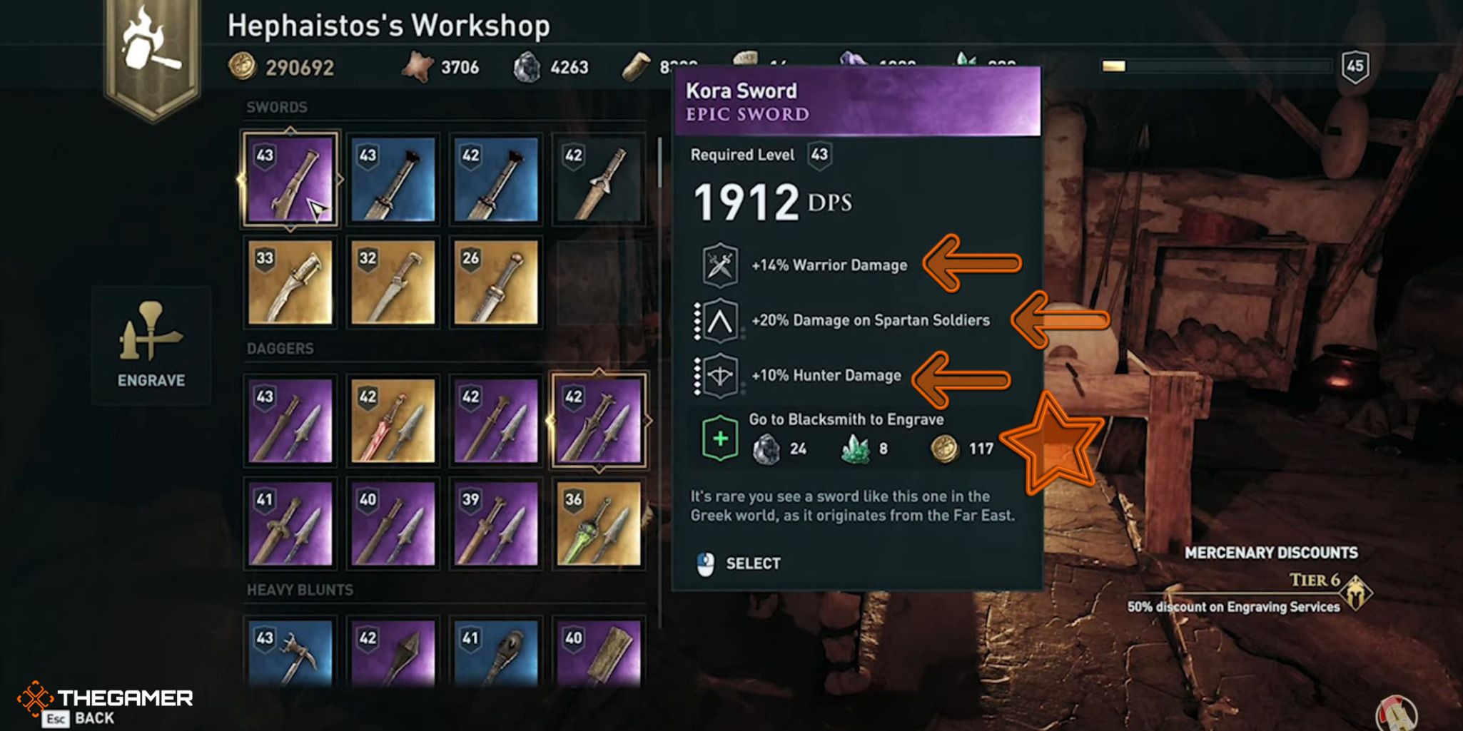 Epic Weapon Kora Sword and Engraving Options