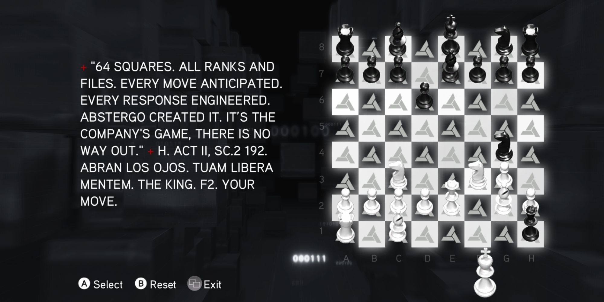 Immagine dello schermo di Assassin’s Creed Brotherhood del Cluster 10 scacchiera