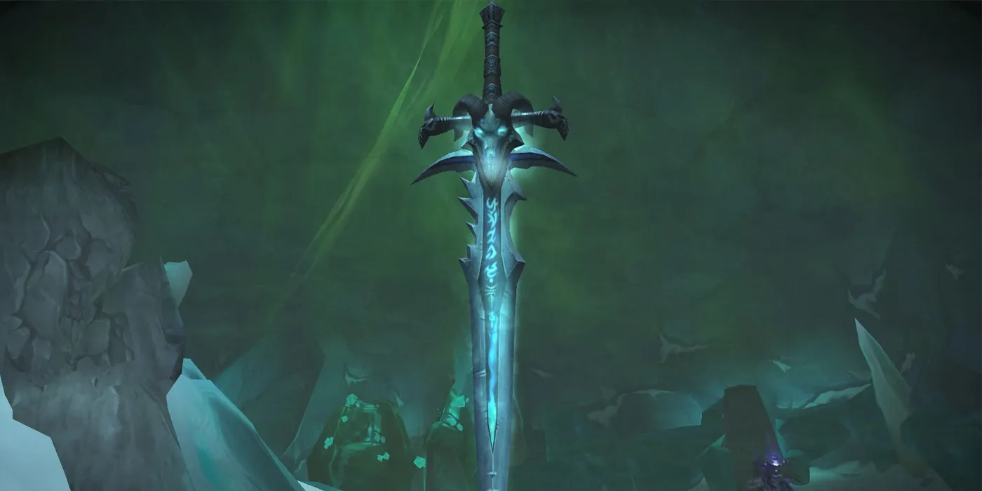 Frostmourne de World of Warcraft flottant à Icecrown