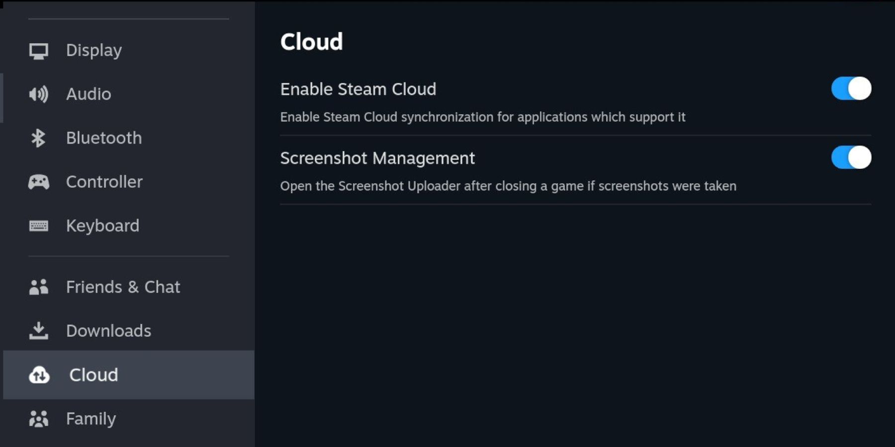 Steam Deck enable cloud saving
