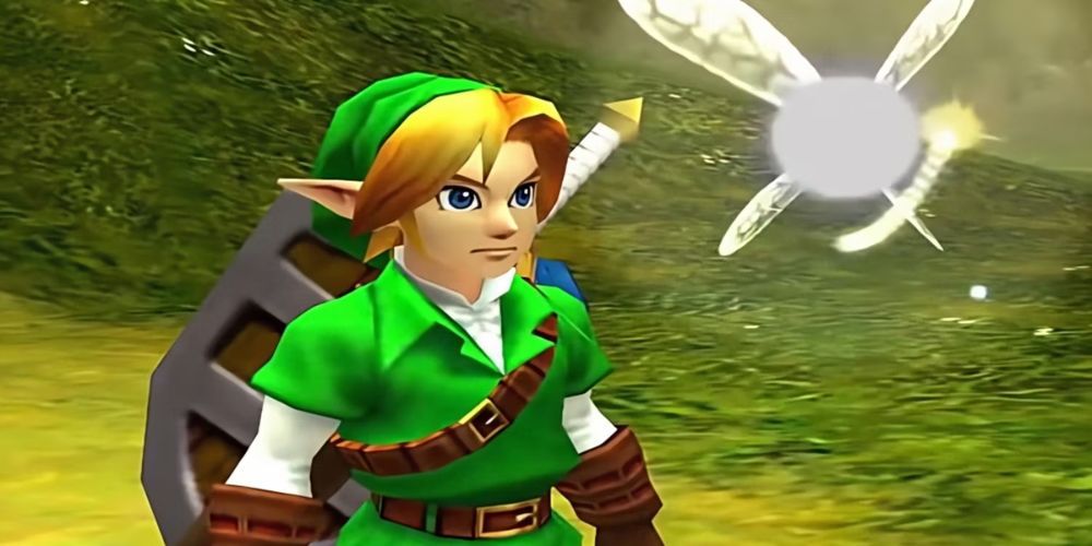 Link y Navi, como se ve en Zelda: Ocarina of Time 3D.