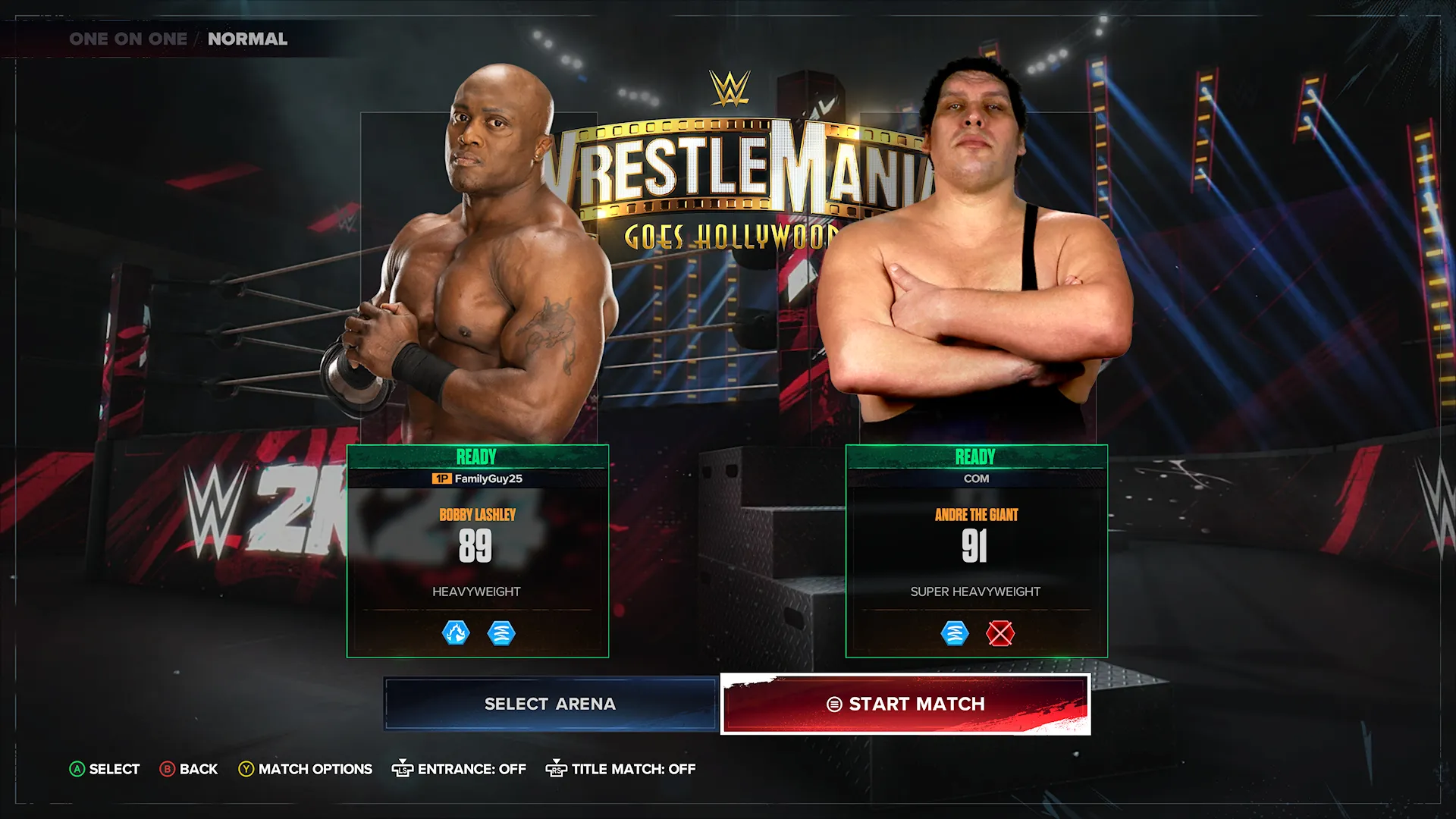 WWE 2K24 角色选择屏幕