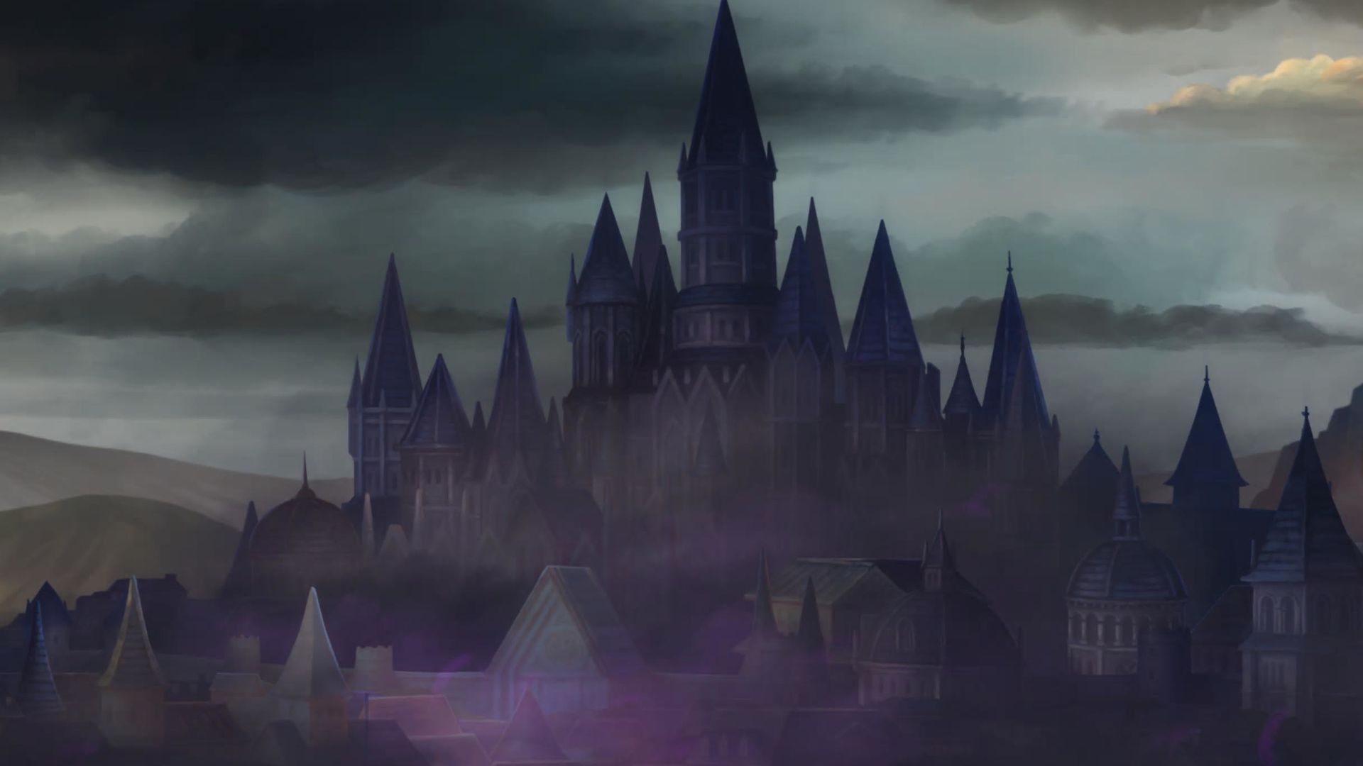 Властелин единорогов, столица Корнии погруженная в пурпурный туман