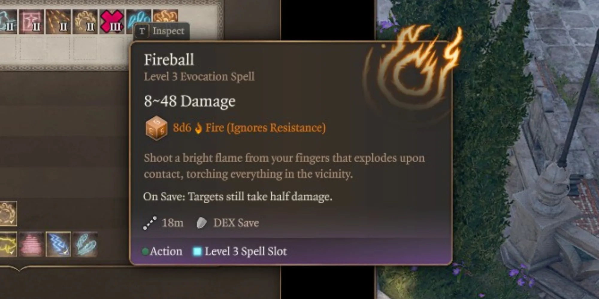 El hechizo Fireball en Baldur's Gate 3