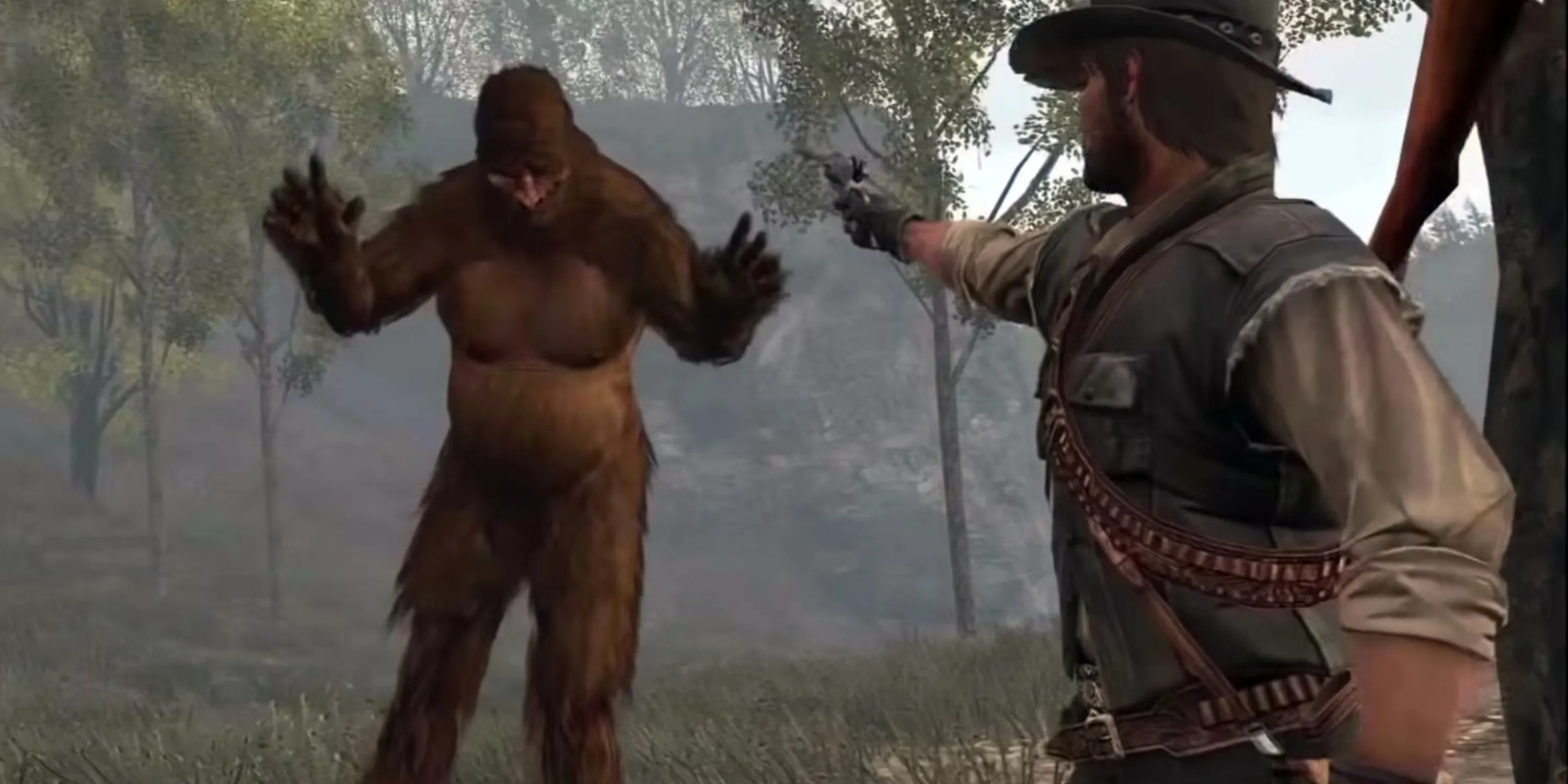 John Marston visant son arme sur le Bigfoot