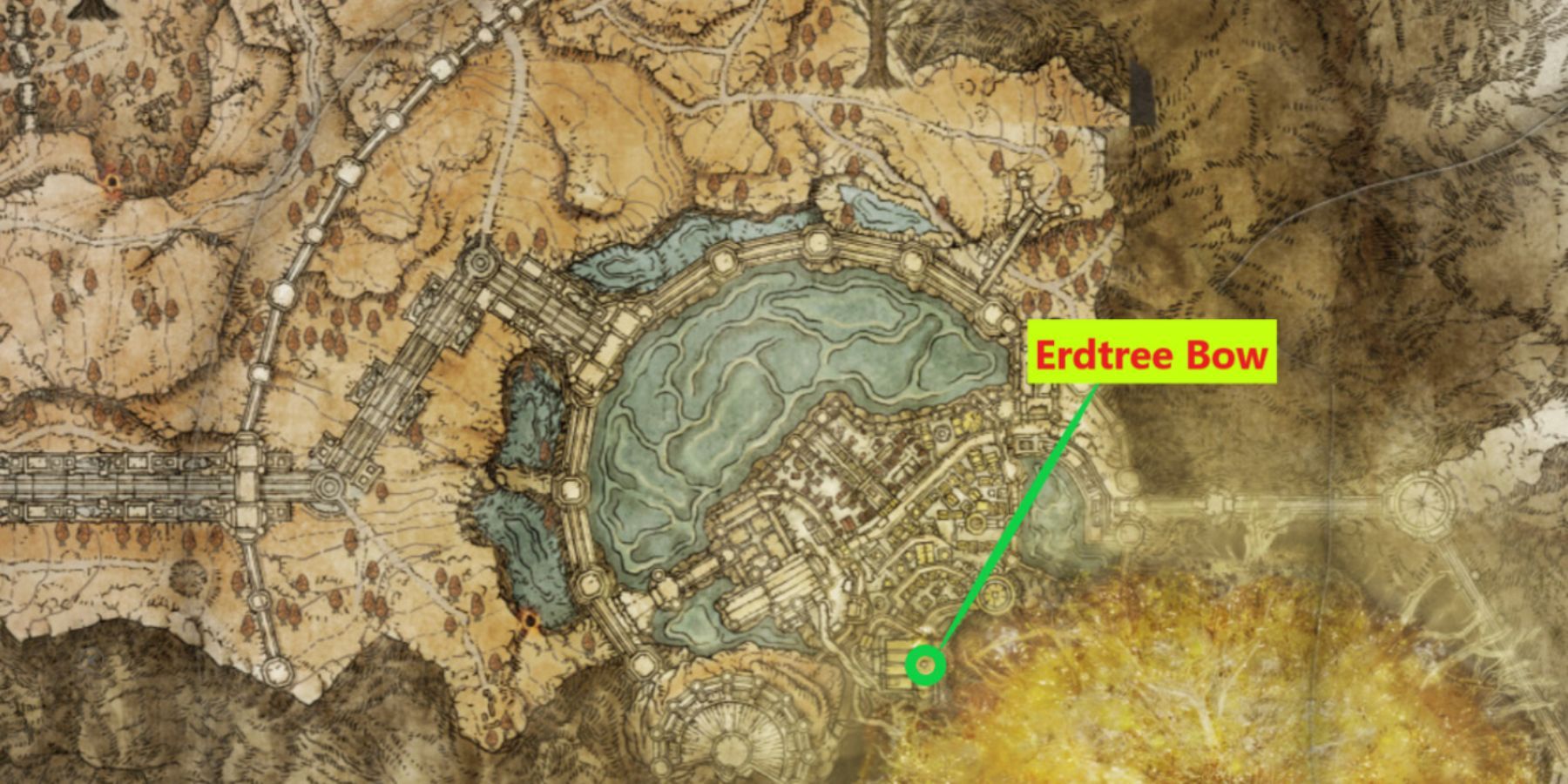 Emplacement de l'arc Erdtree sur la carte dans Elden Ring