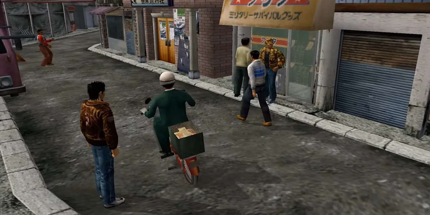 Ryo curtindo a Dobuita Street em Yokosuka no primeiro jogo Shenmue