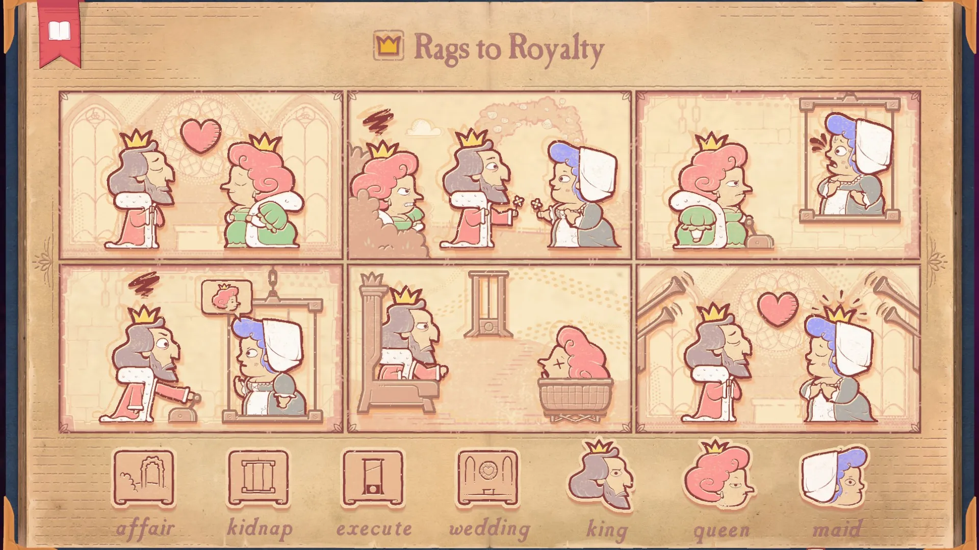 The solution for the Promotion section of Storyteller, showing the Maid go from rags to riches.