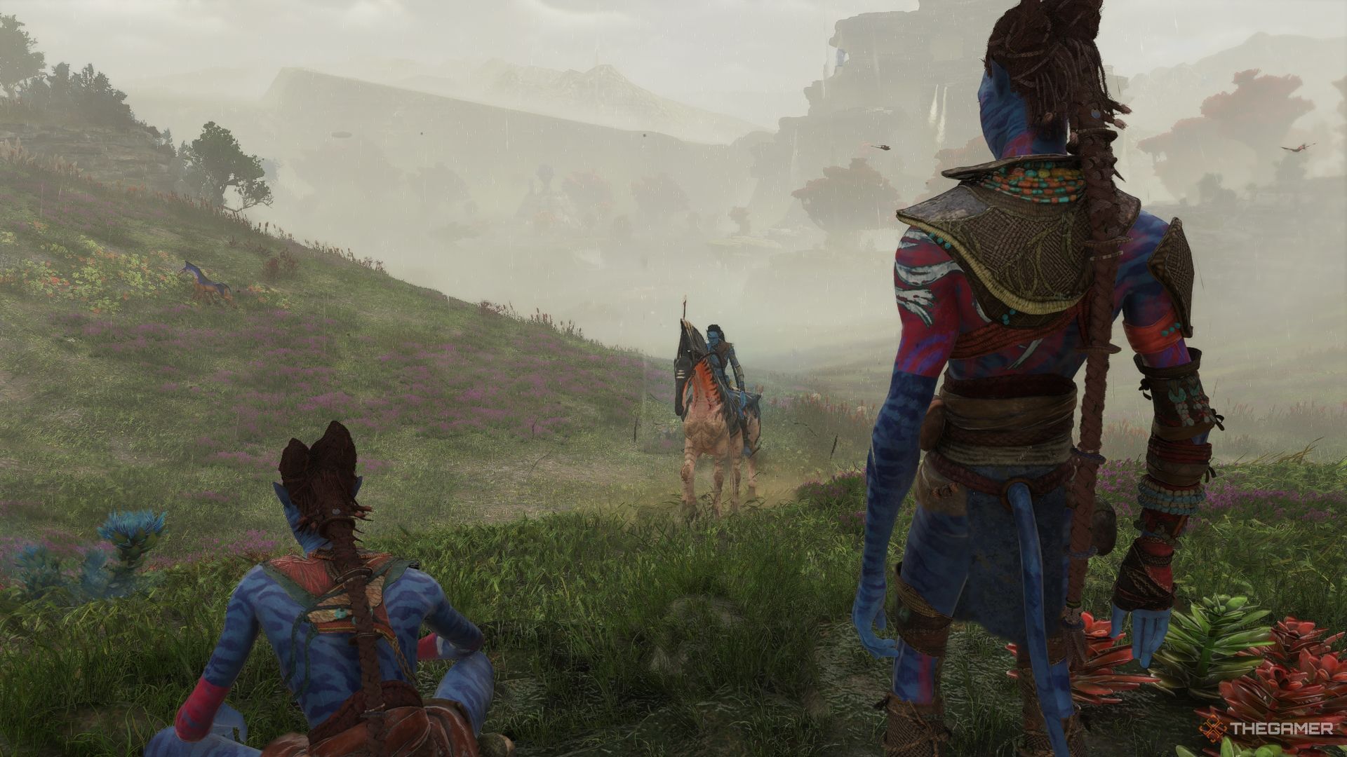 Na’vi in the field with a direhorse Avatar Frontiers of Pandora