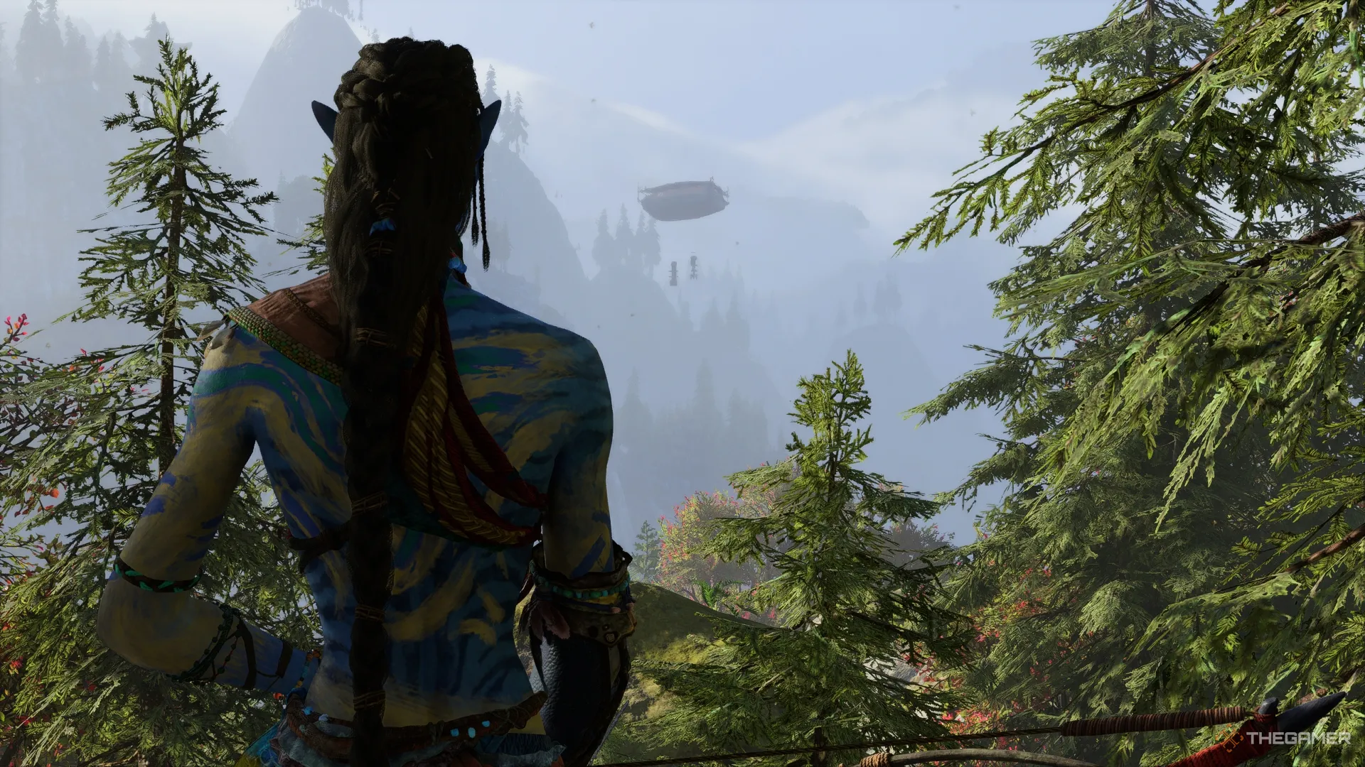 Вид на Затуманенный Лес и шары RDA в игре Frontiers of Pandora