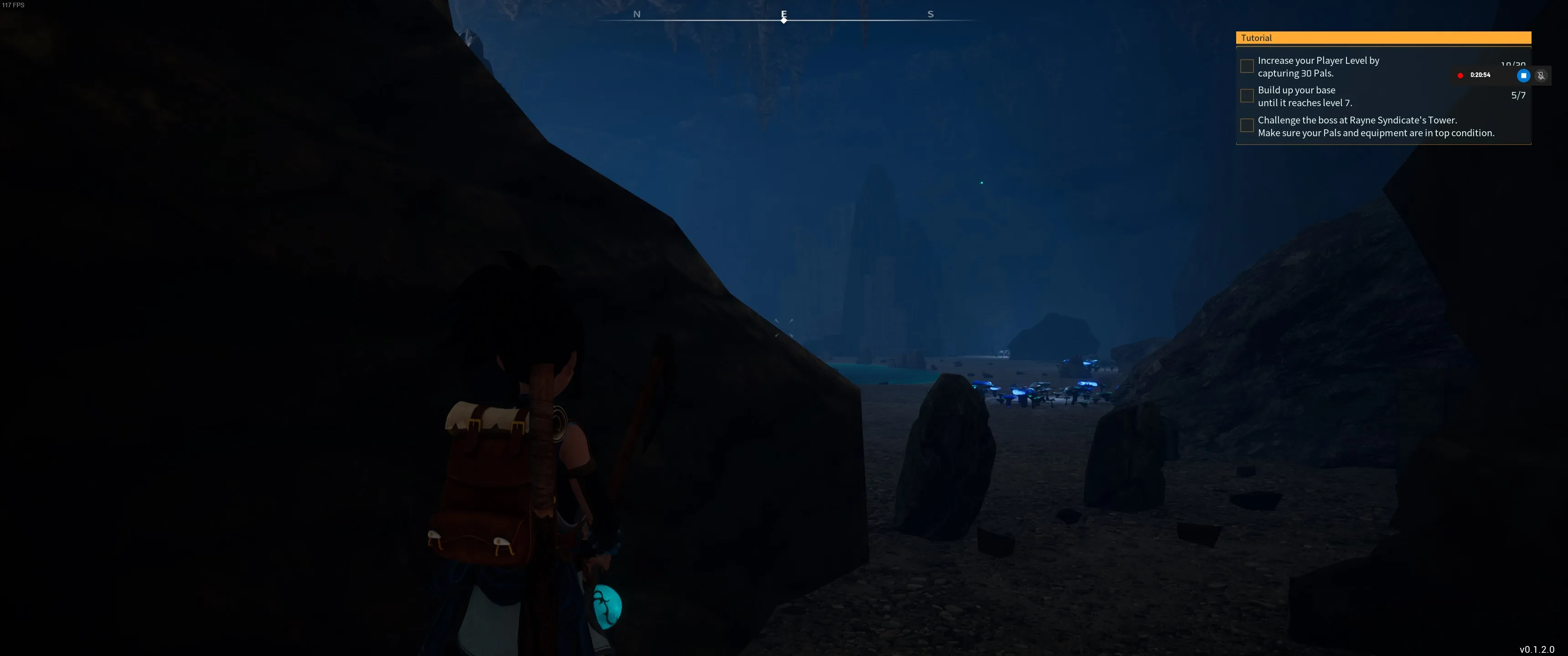 Palworld: Una imagen del jugador entrando en una mazmorra cavernosa