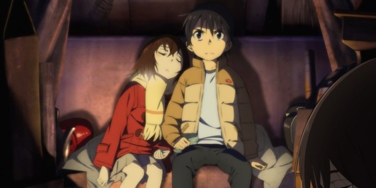 Anime Erased Satoru y Kayo durmiendo