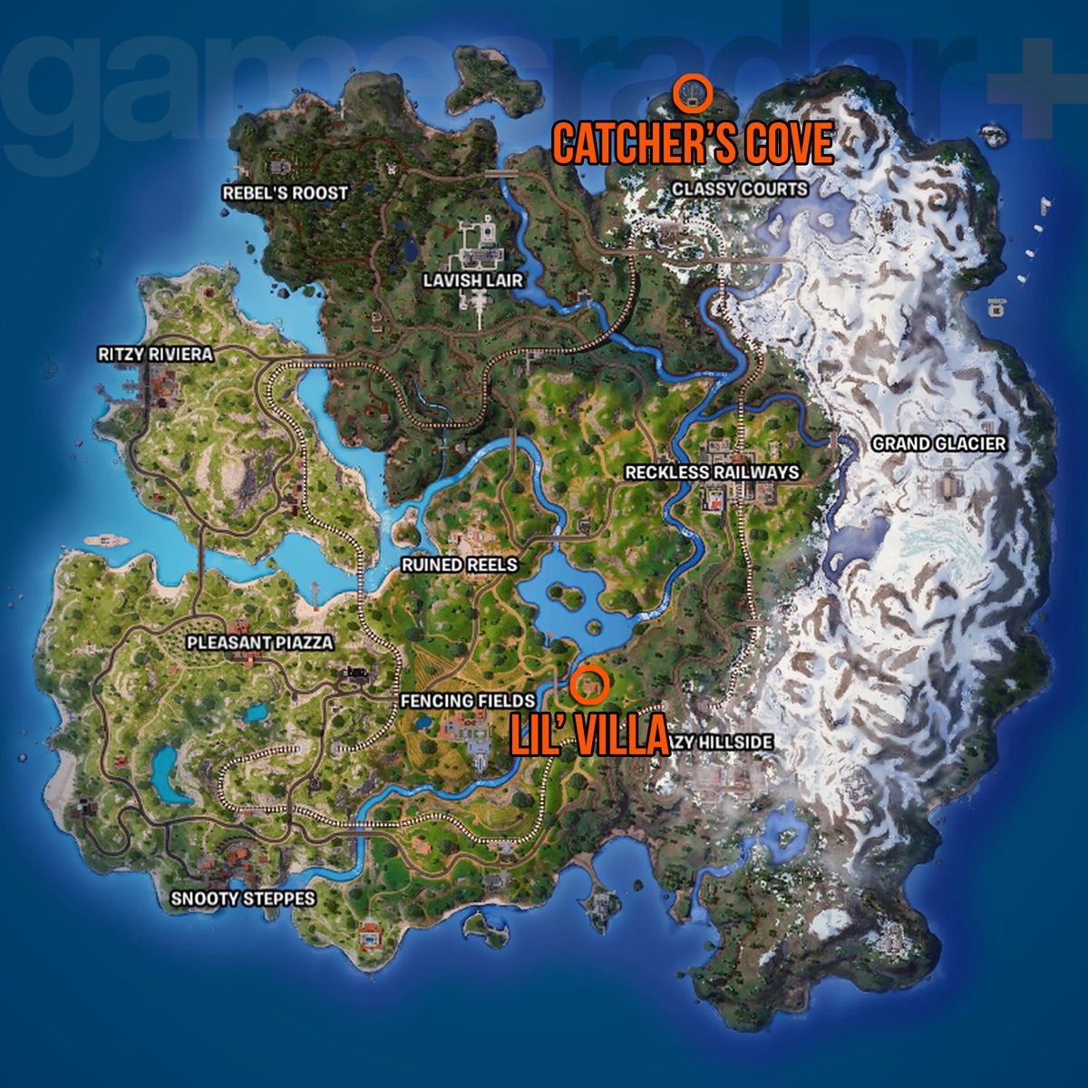 Mappa di Lil' Villa e Catcher's Cove di Fortnite